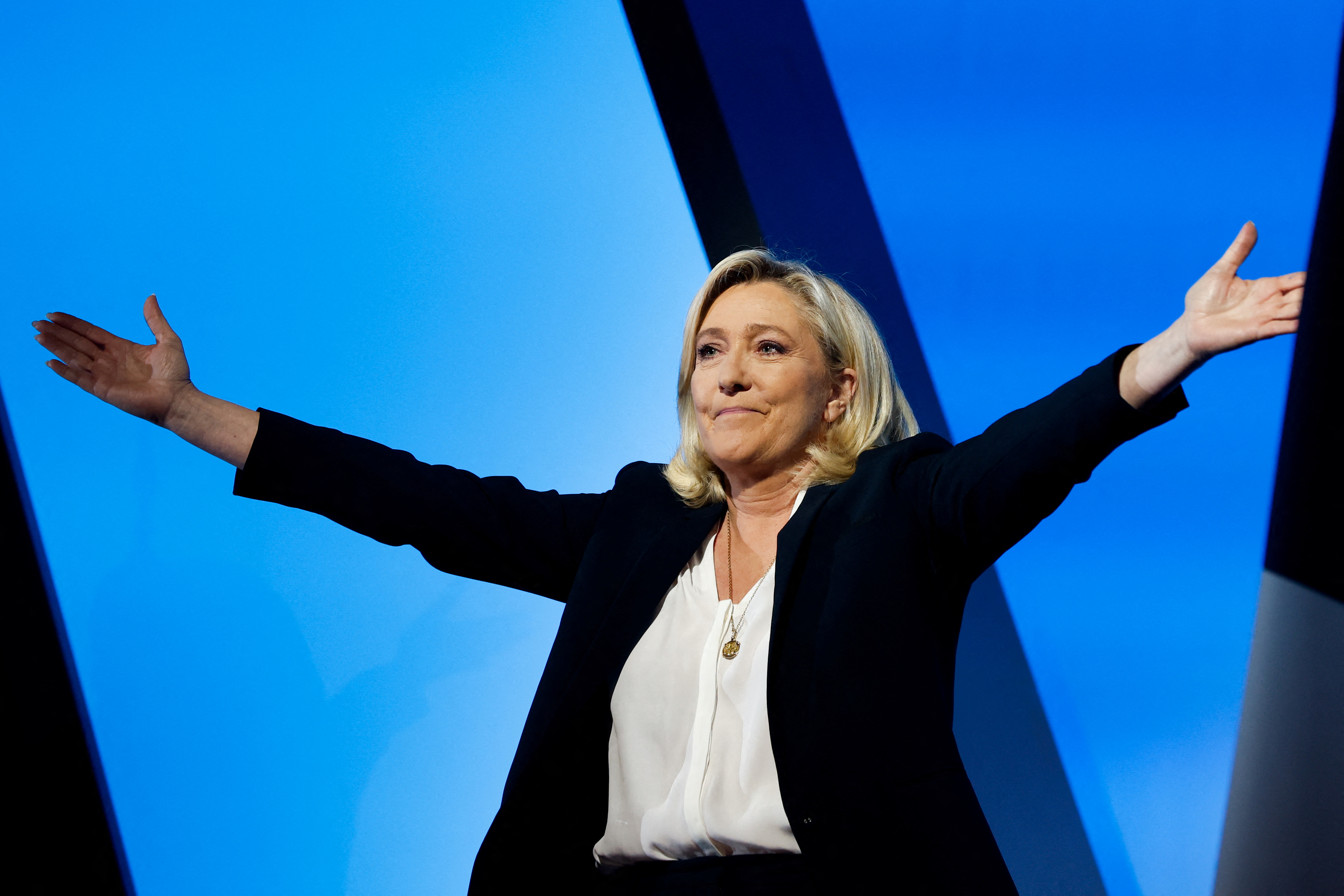 French far-right presidential candidate Le Pen campaigns in Perpignan