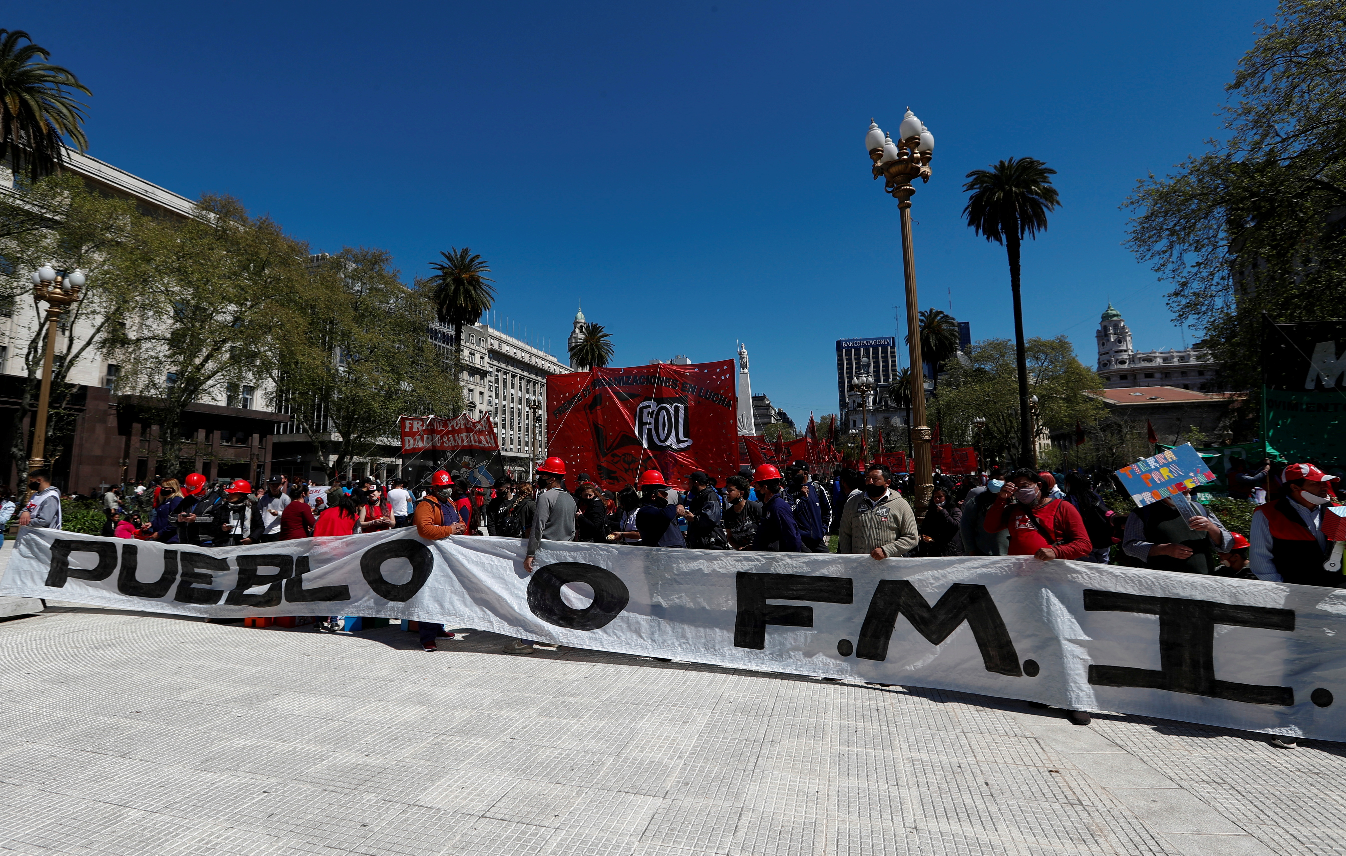 Social organizations protest against the national government and the IMF agreement amid a severe crisis of the economy