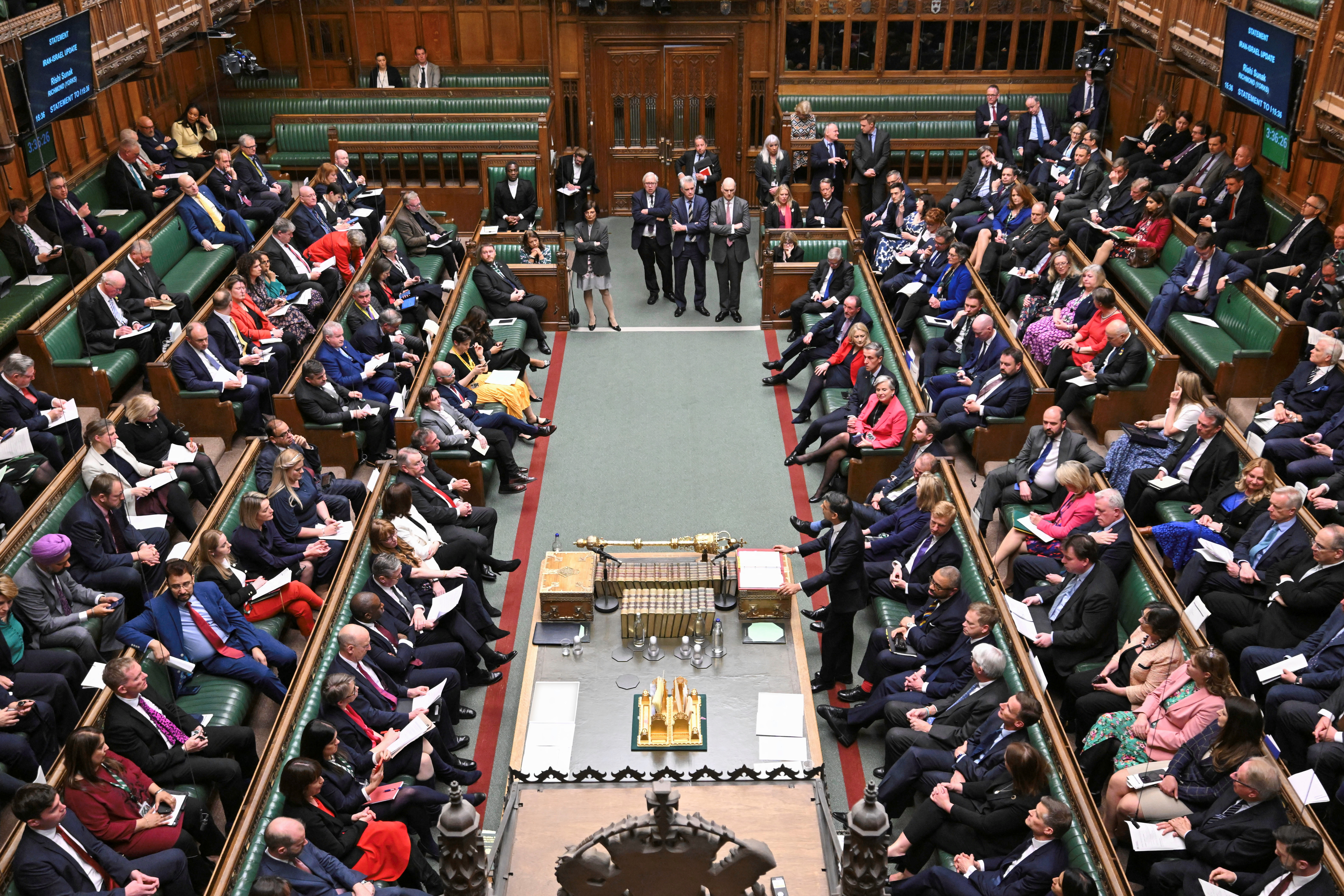 British Prime Minister Rishi Sunak speaks at the House of Commons in London