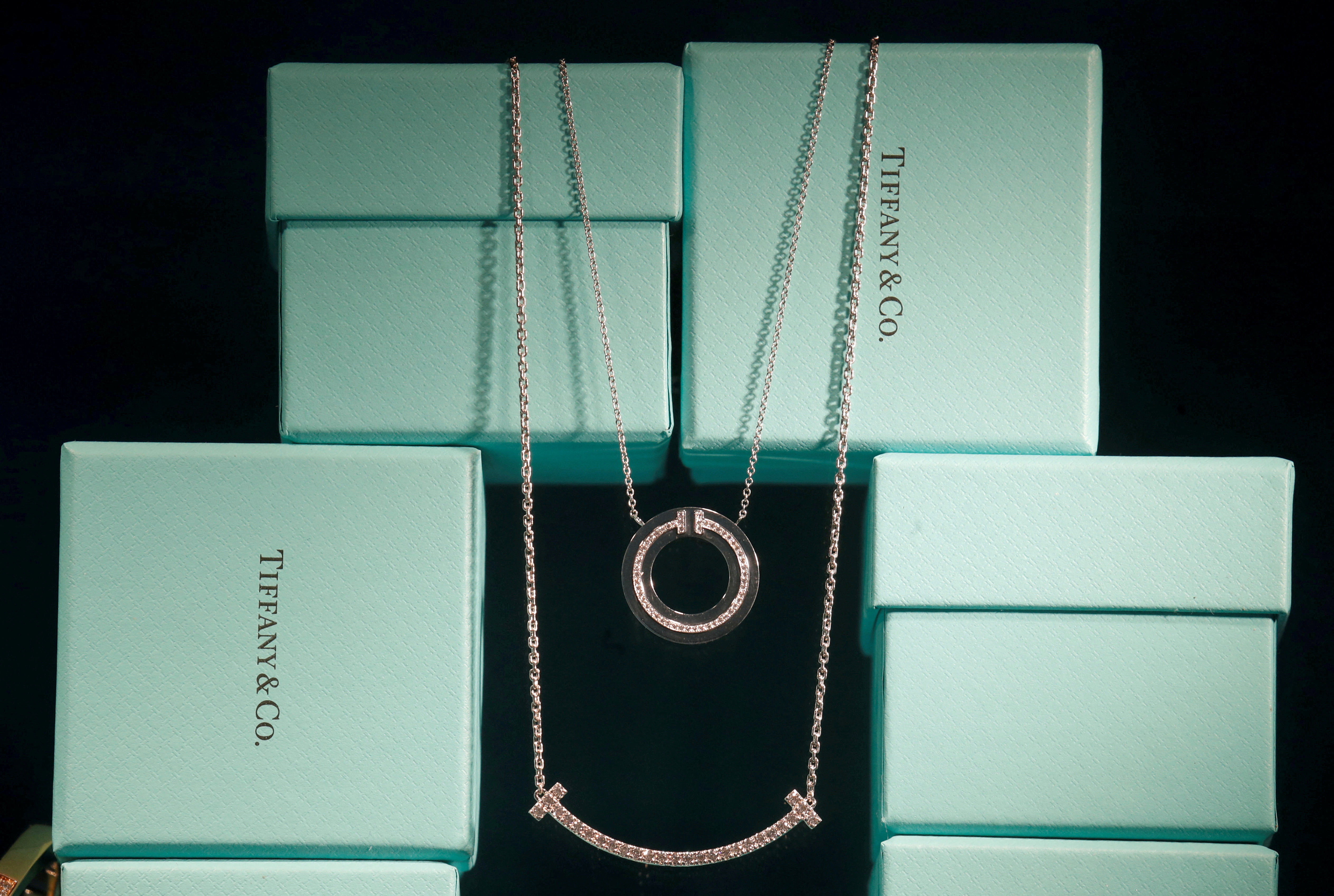 Tiffany & Co. jewelry is displayed in a store in Paris