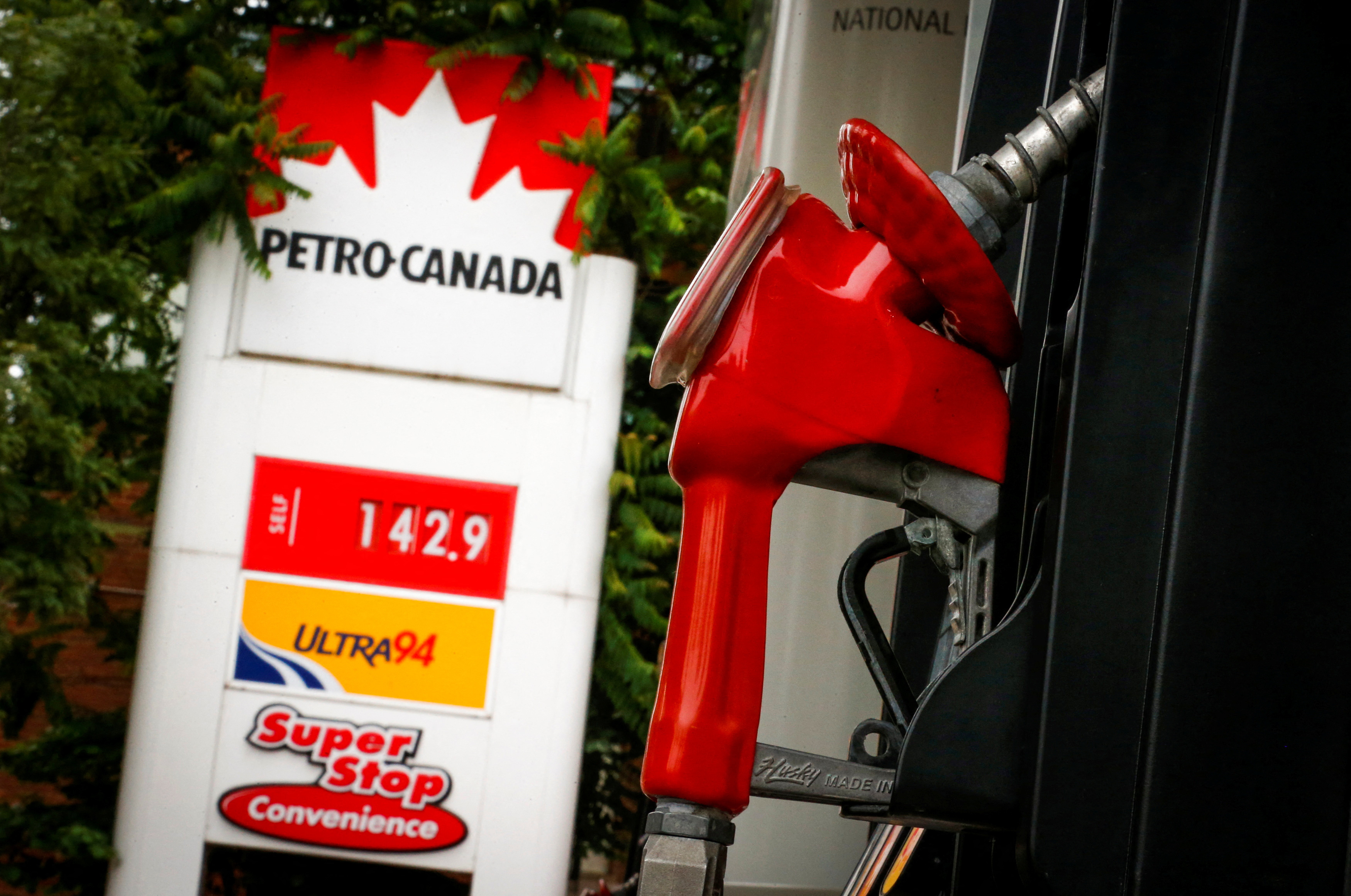 A pump is seen at a Petro-Canada gas station in Toronto