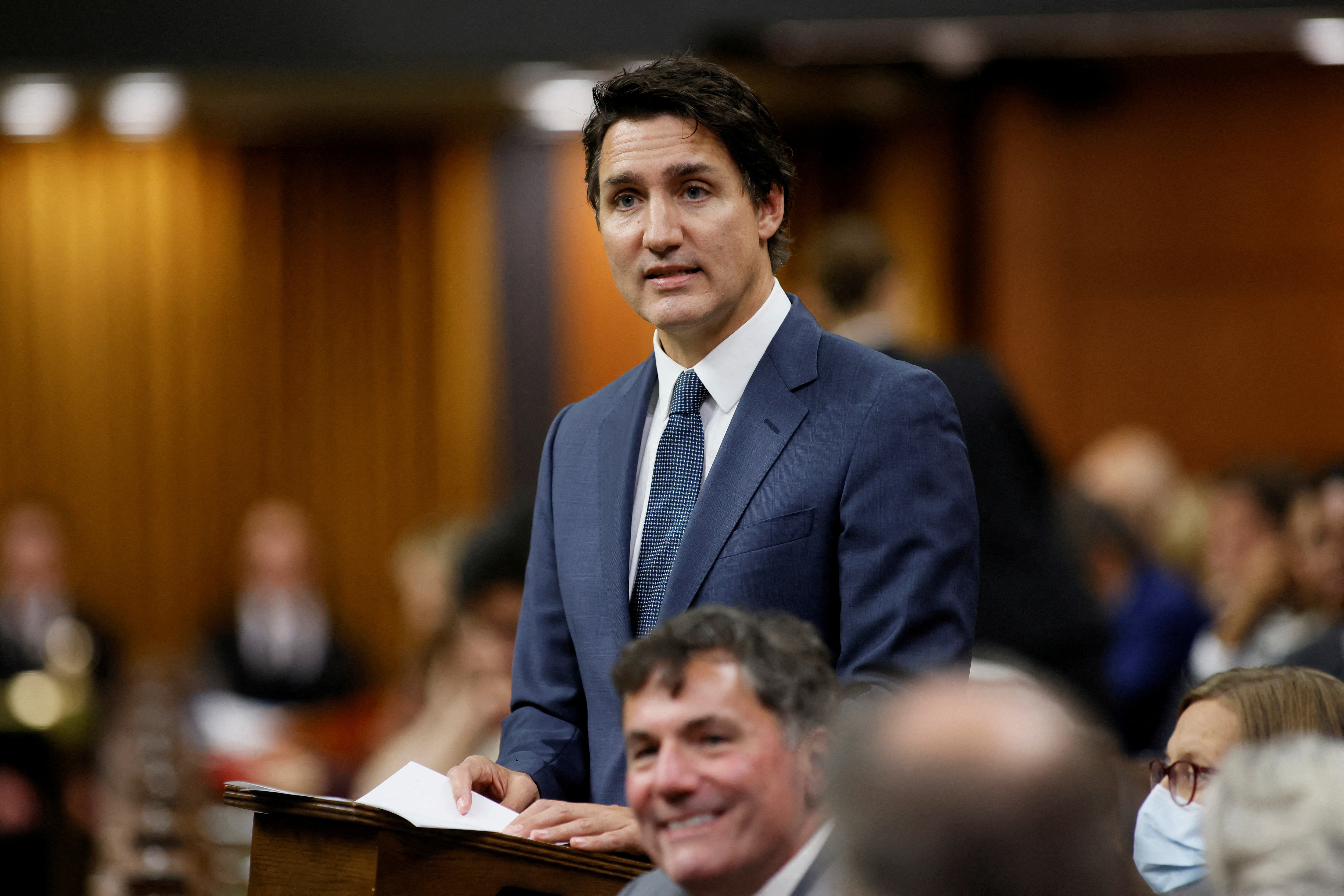 Canada's Prime Minister Justin Trudeau speaks in the House of Commons on Parliament Hill in Ottawa