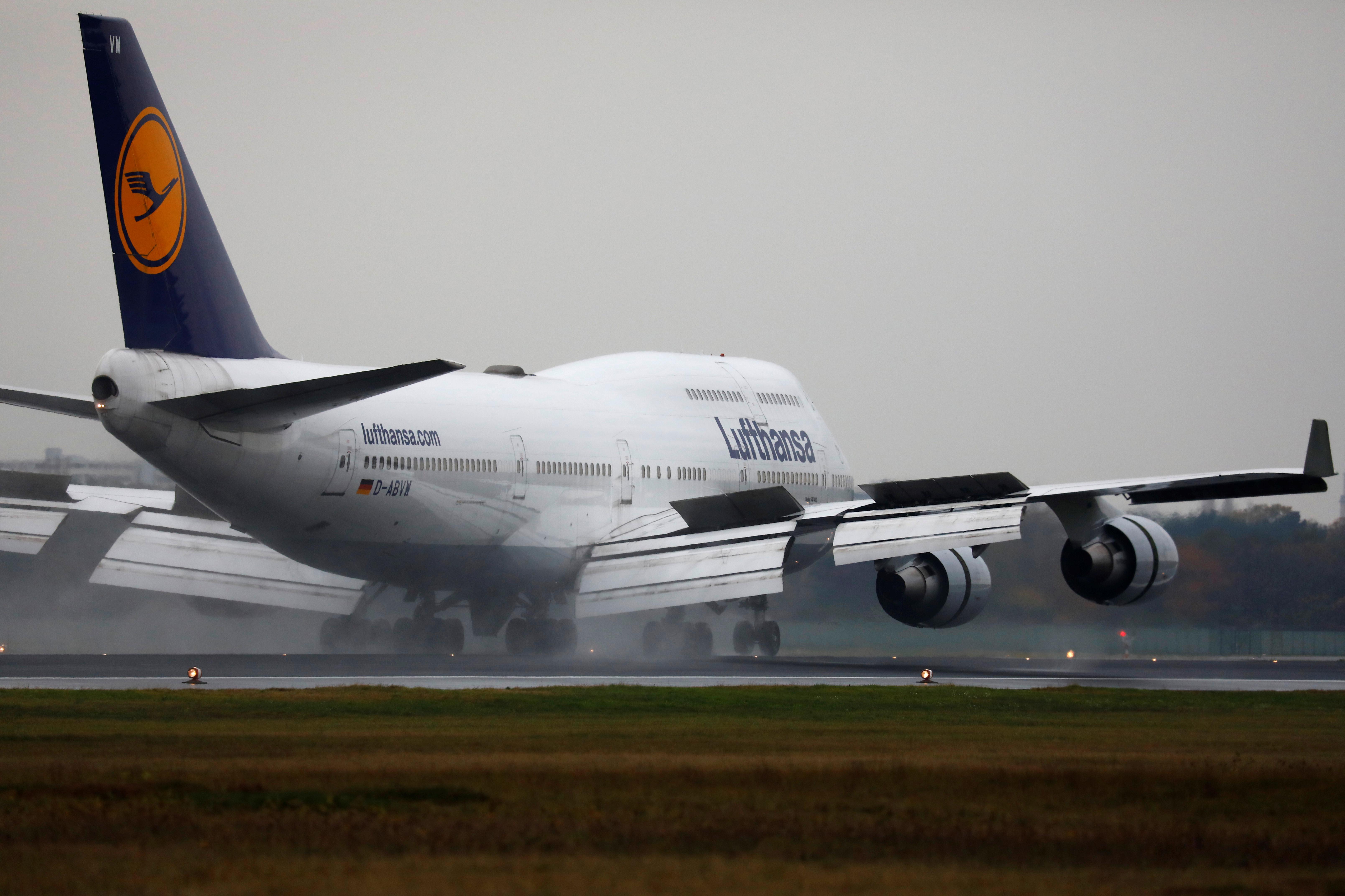 Lufthansa Boeing 747-400 jumbo jet is seen at Tegel airport in Berlin
