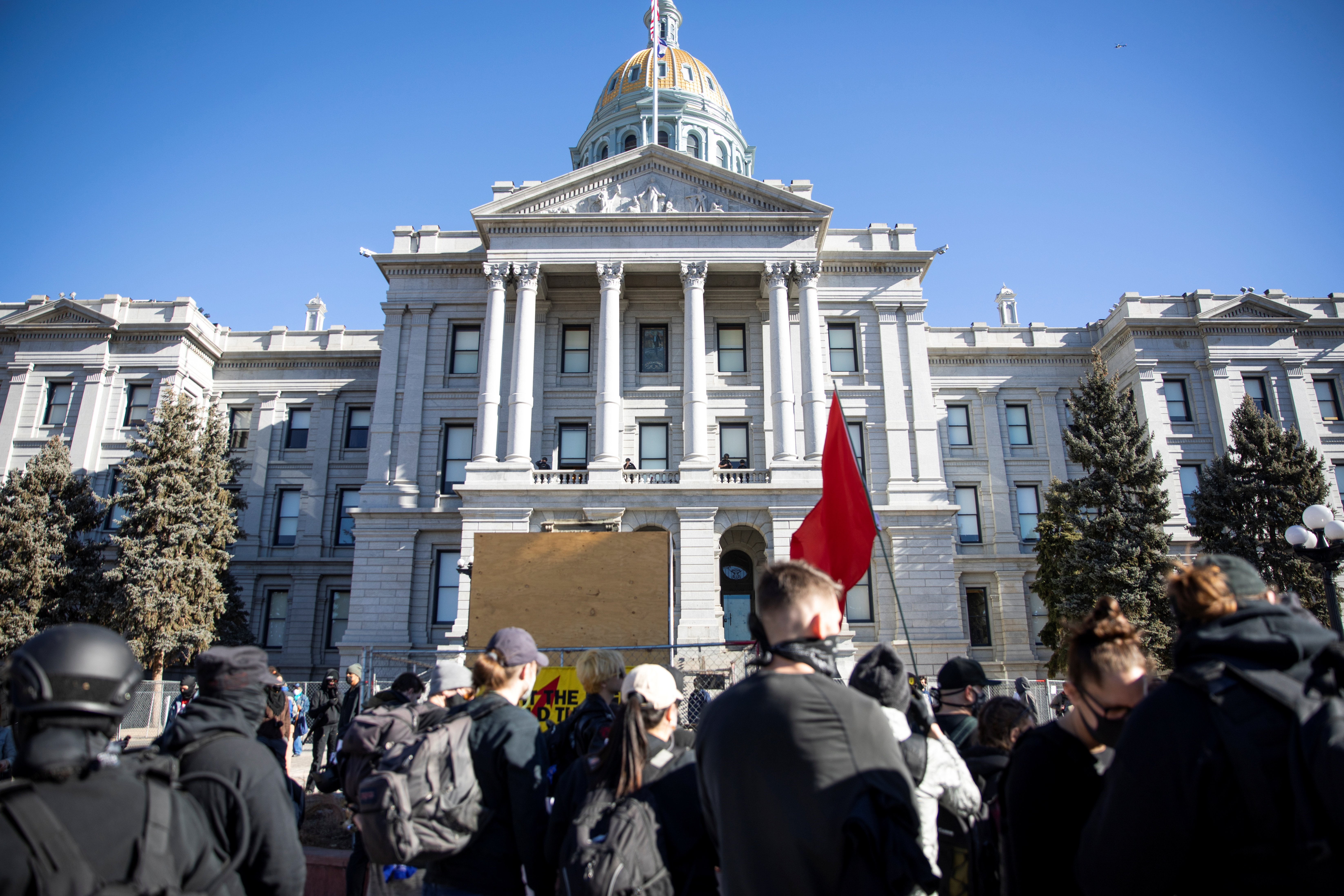 Protesters at Colorado State Capitol after the inauguration of U.S. President Joe Biden