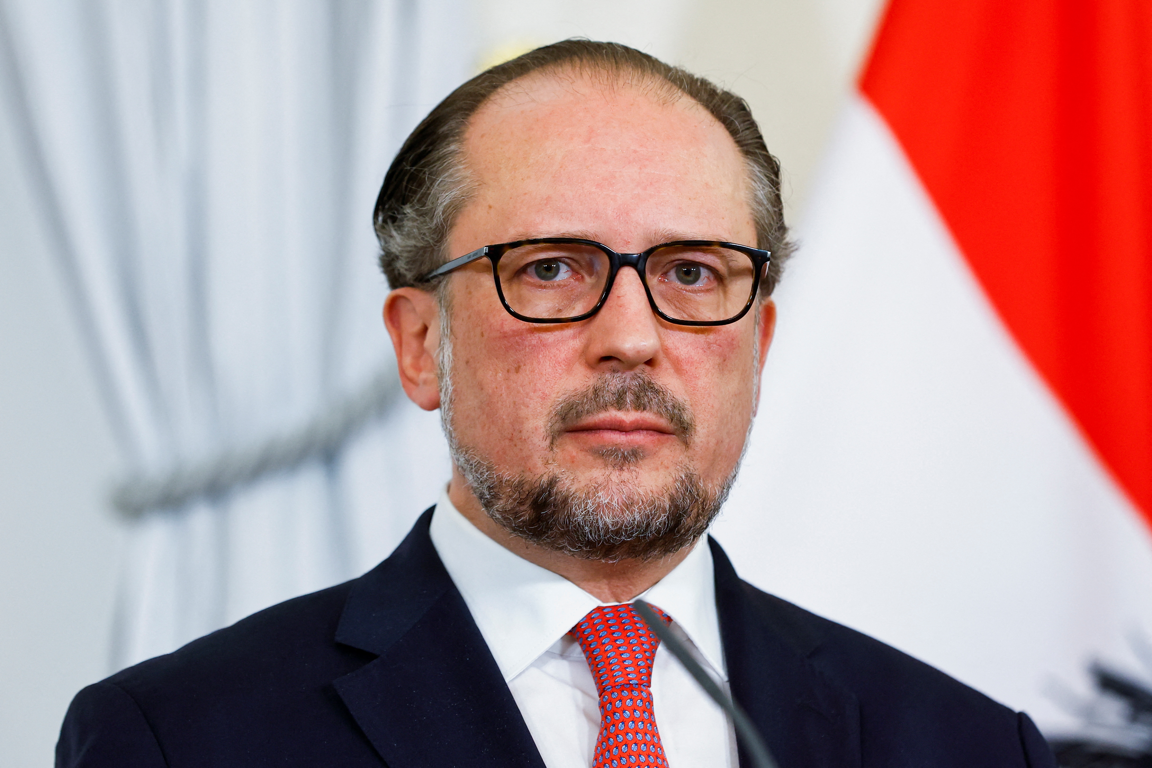 Austrian Foreign Minister Schallenberg attends a news conference, in Vienna