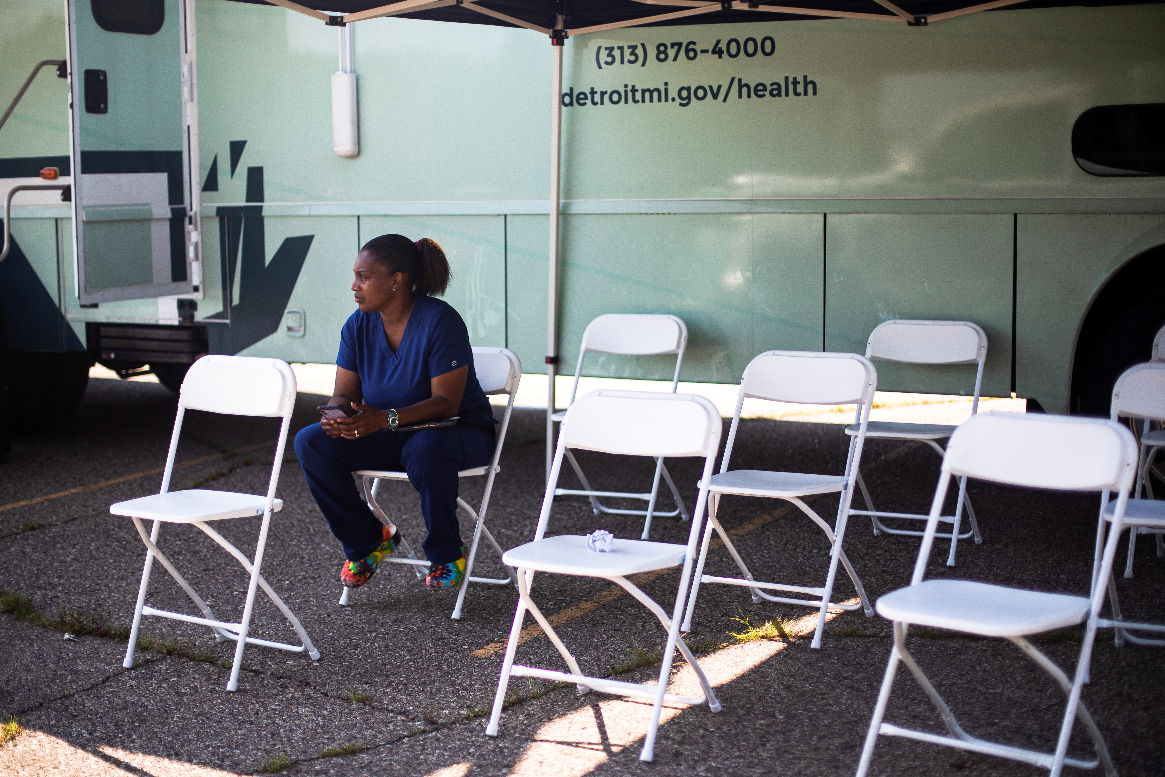 Mobile vaccination clinic hosted by Detroit Health Department in partnership with Detroit Public Schools Community District
