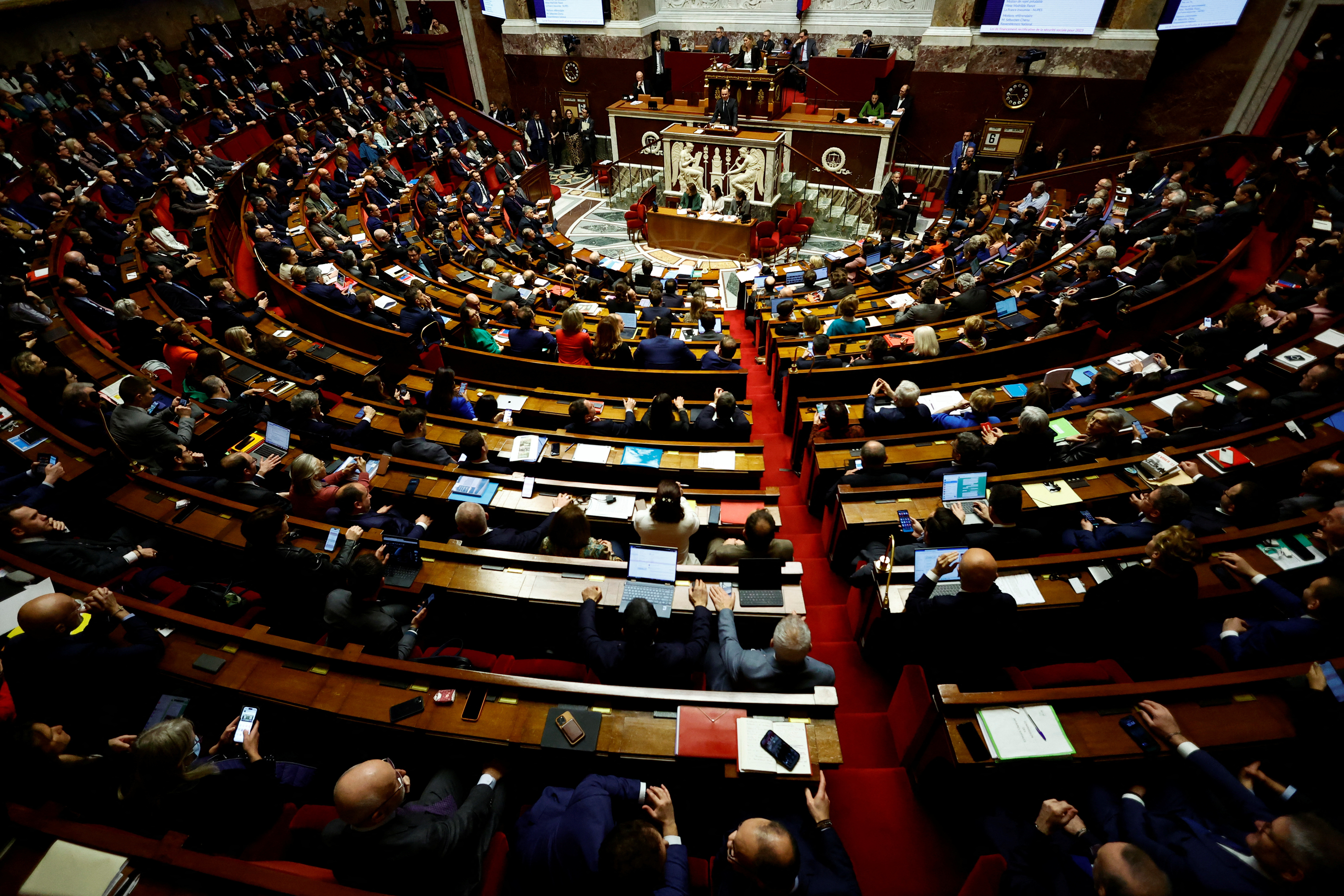 MPs debate French government's pension reform plan at the National Assembly in Paris