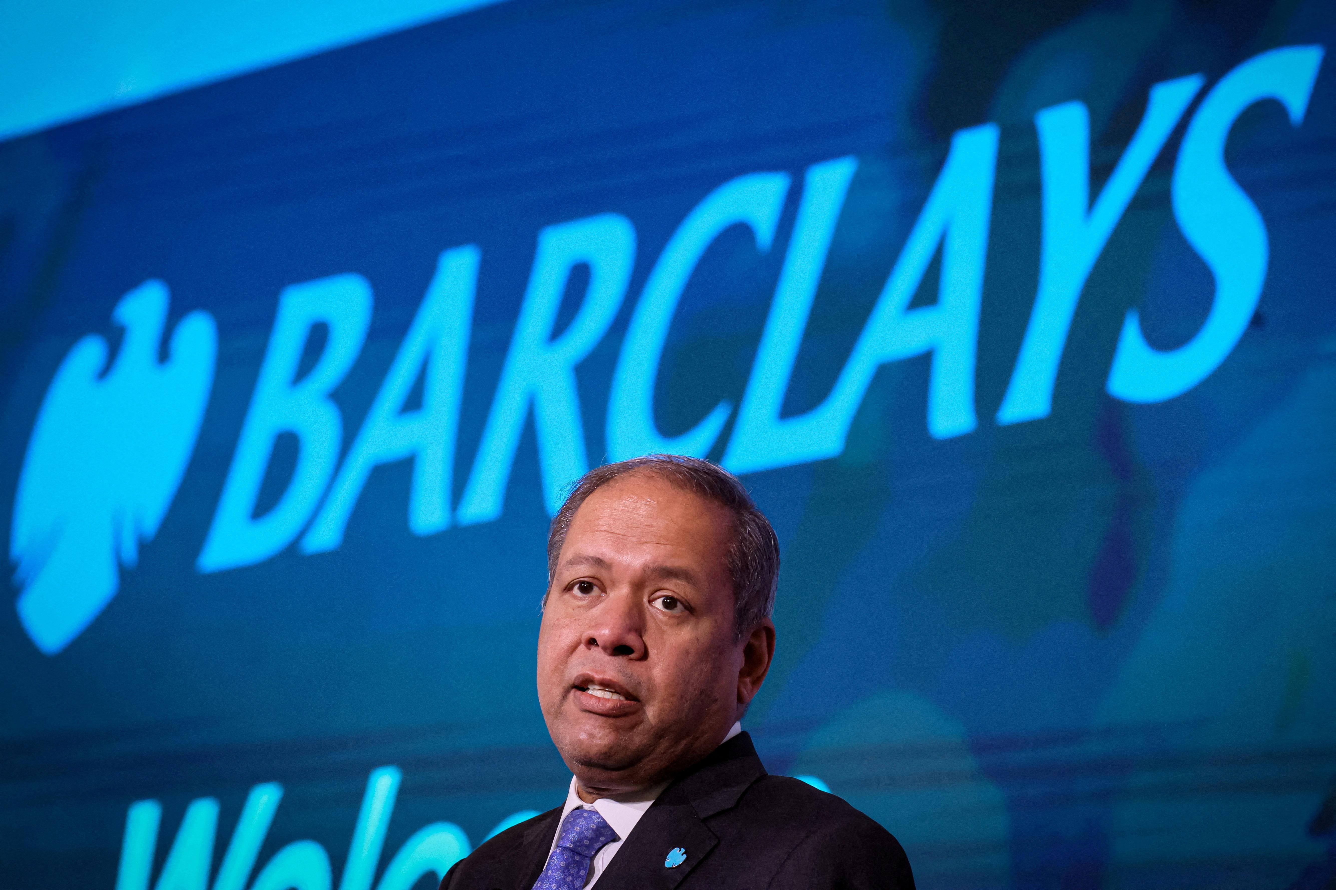 Barclays CEO C. S. Venkatakrishnan speaks during the Barclays Sustainable Finance conference in New York City