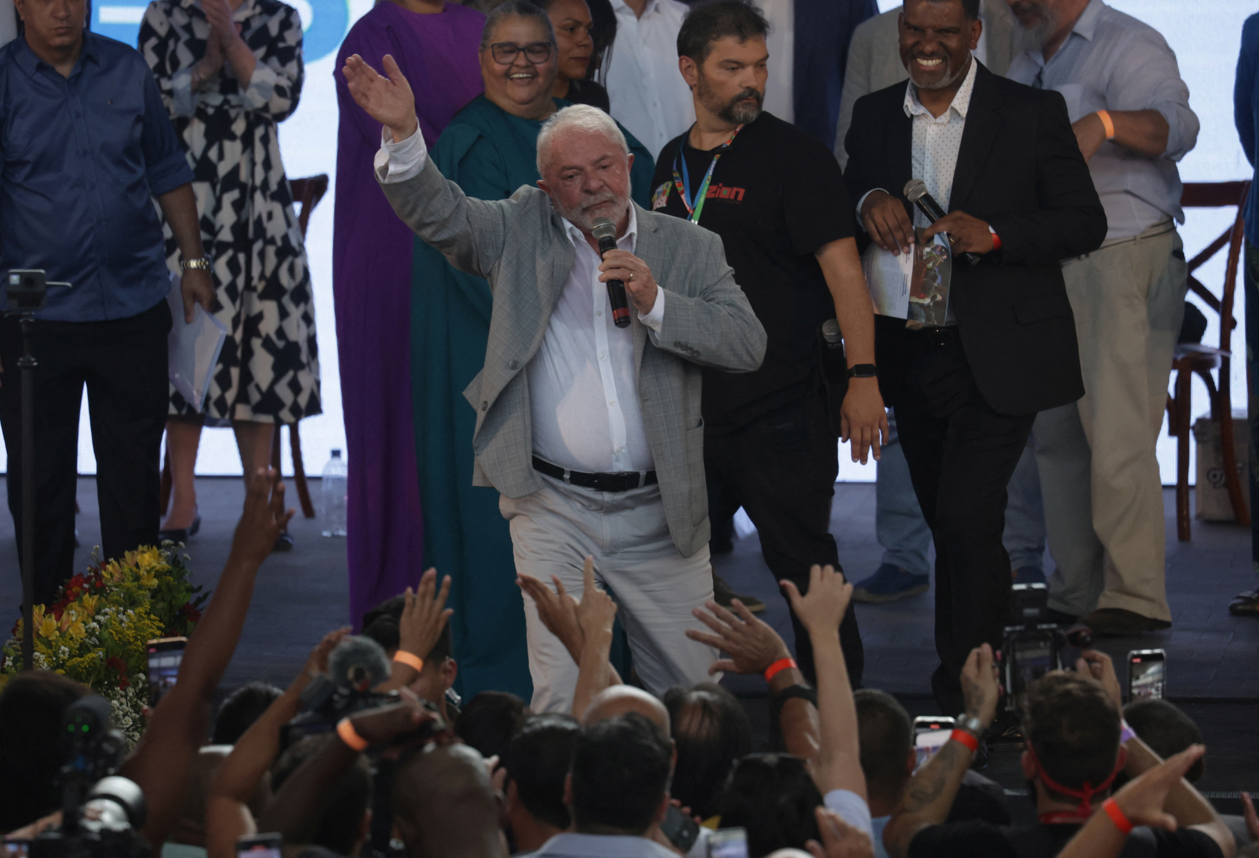 Former President and presidential candidate Luiz Inacio Lula da Silva meets evangelical leaders in Sao Goncalo