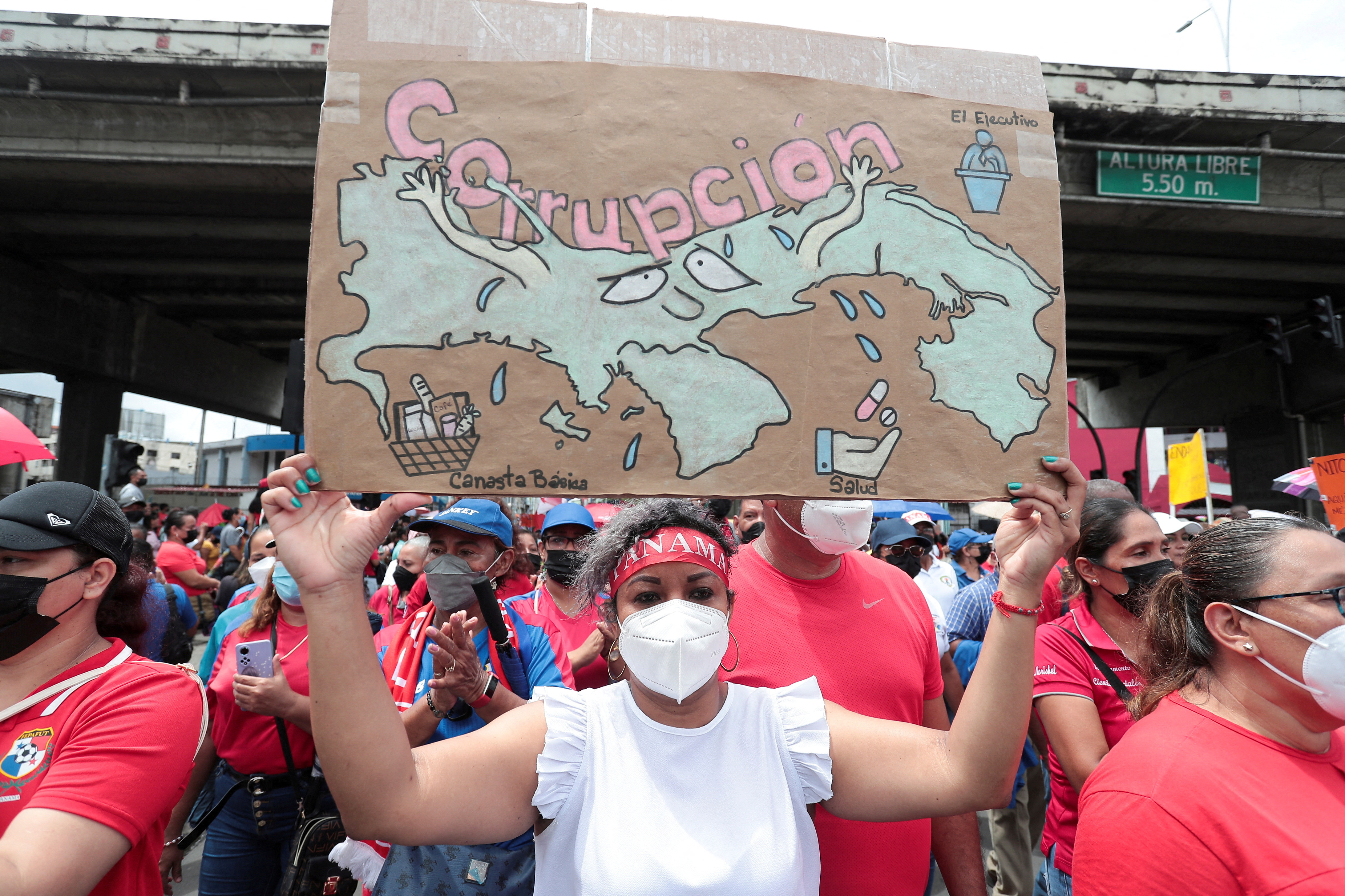 Demonstrators protest over fuel price hikes, in Panama City