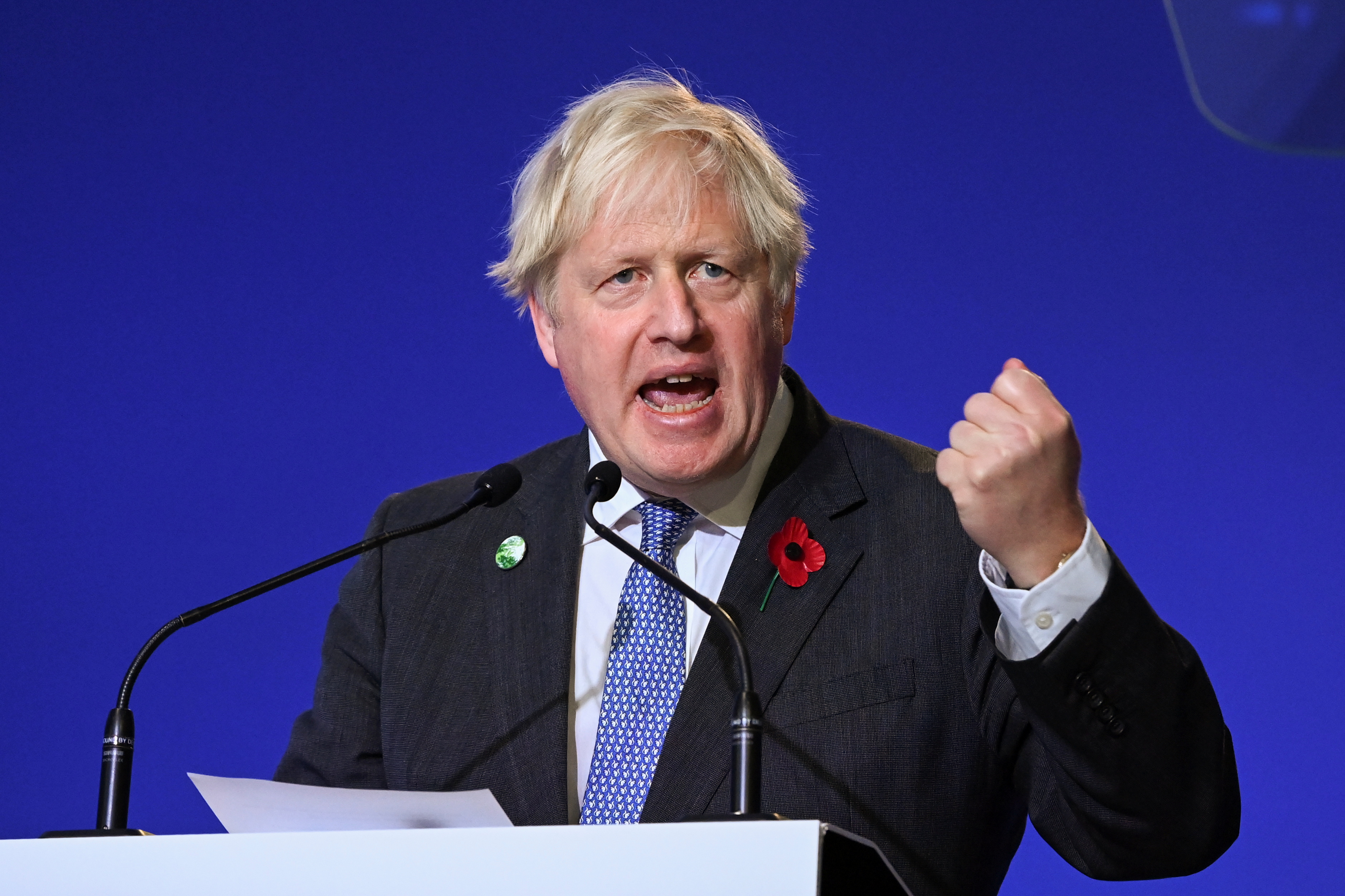 O primeiro ministro británico, Boris Johnson, fala durante a cerimonia de apertura da Conferencia sobre o Cambio Climático da ONU (COP26) en Glasgow, Escocia, Gran Bretaña o 1 de novembro de 2021. Jeff J Mitchell/Pool vía REUTERS