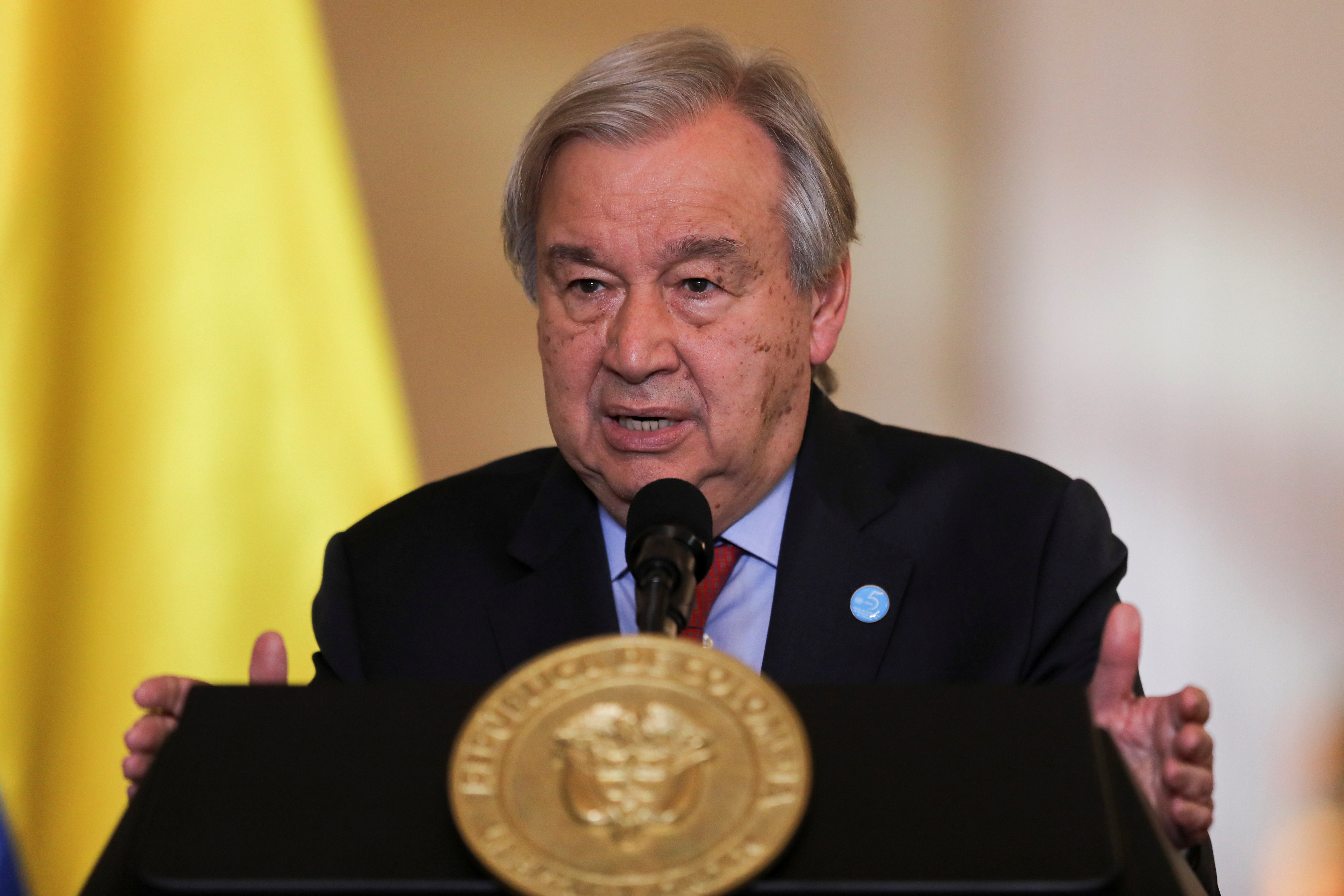 U.N. Secretary General Guterres and Colombia's President Duque hold news conference in Bogota
