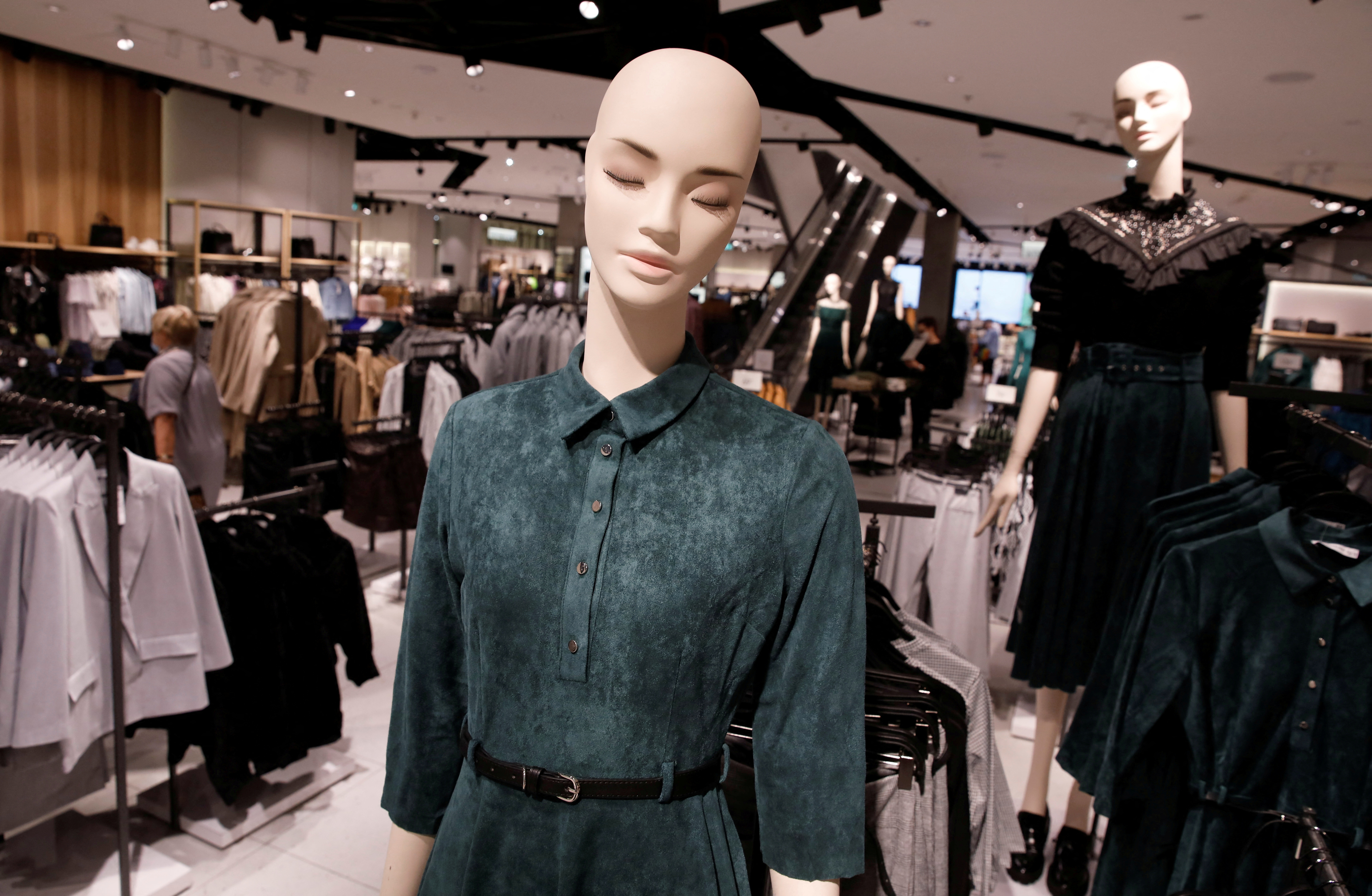 Clothes are displayed at a shop of Polish fashion retailer LPP's brand Reserved in Warsaw, Poland