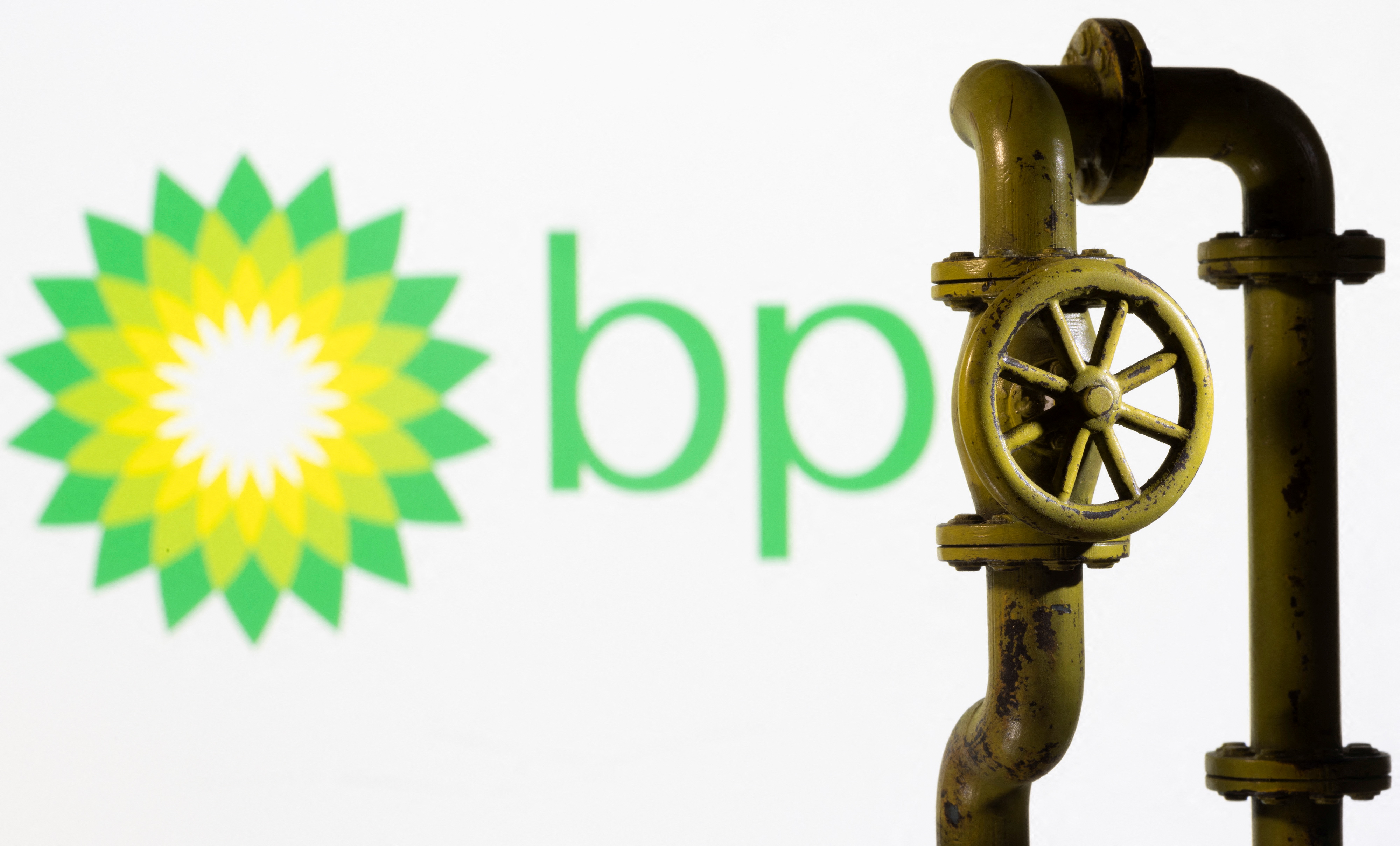 Illustration shows BP logo and natural gas pipeline