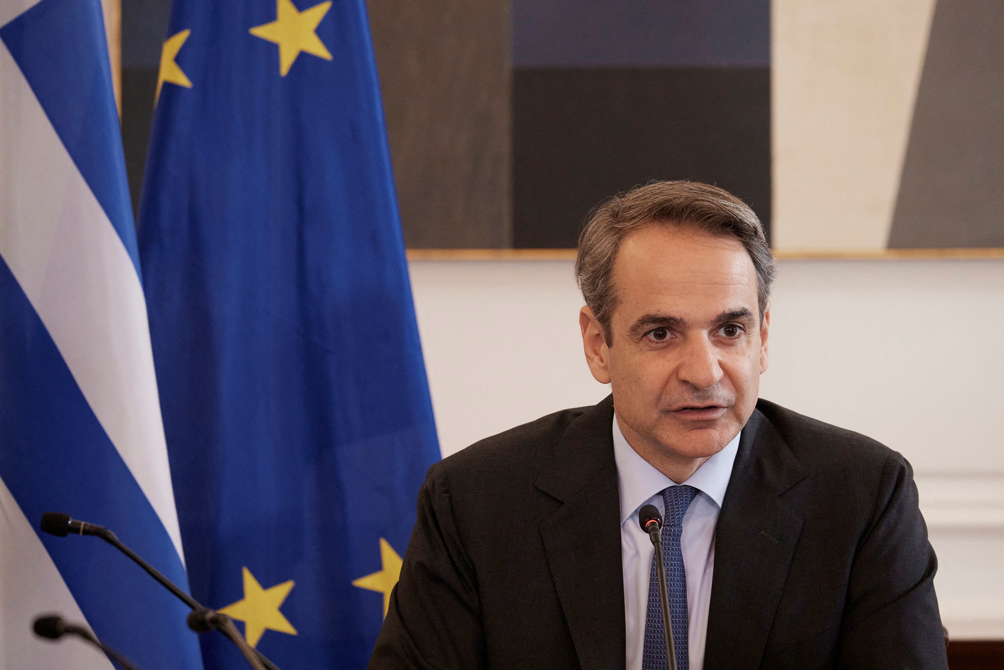 Greek PM Mitsotakis leads a cabinet meeting at the Maximos Mansion in Athens