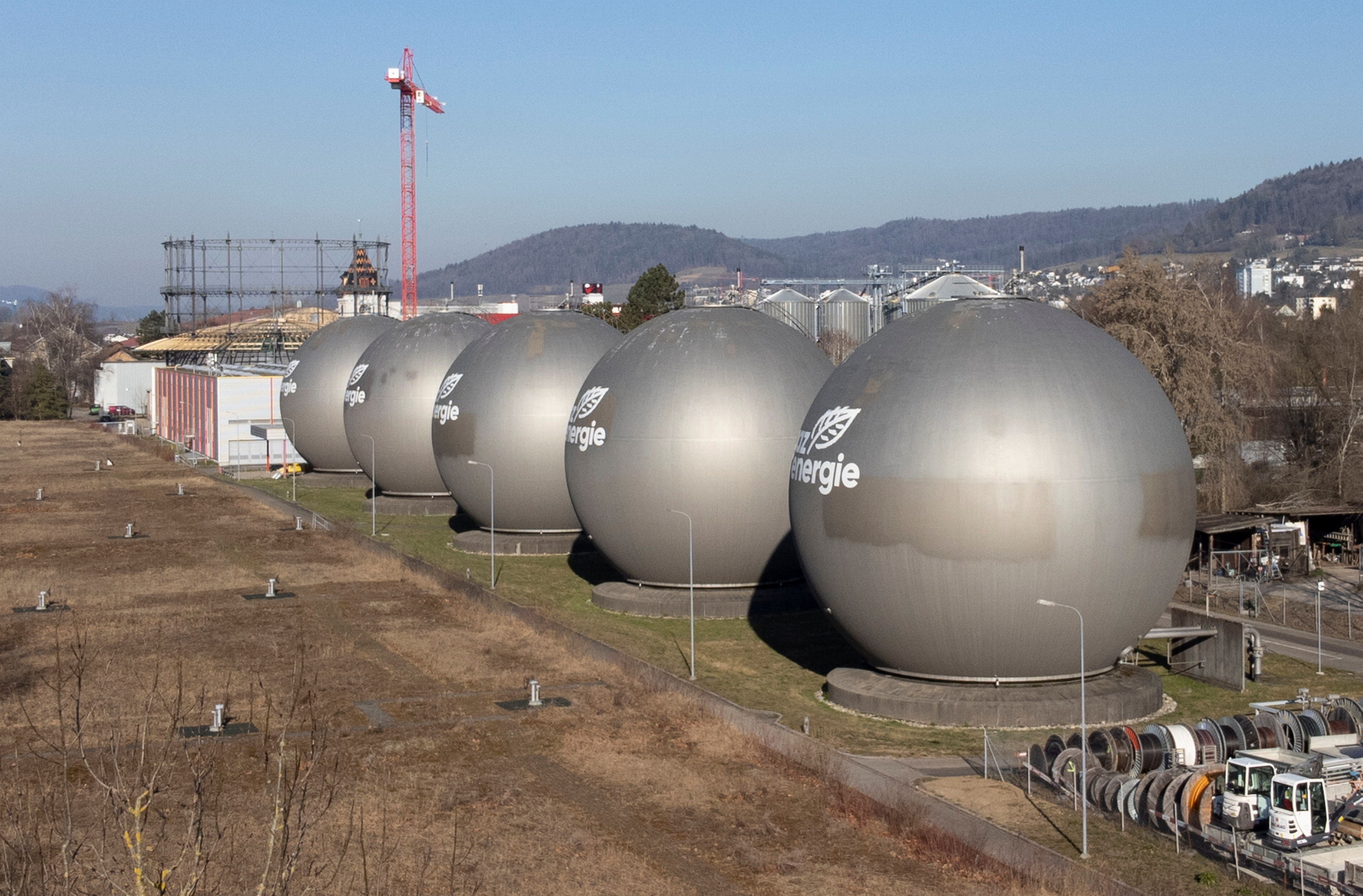 Tanks are seen at a storage facility of Erdgas Ostschweiz AG company in Schlieren
