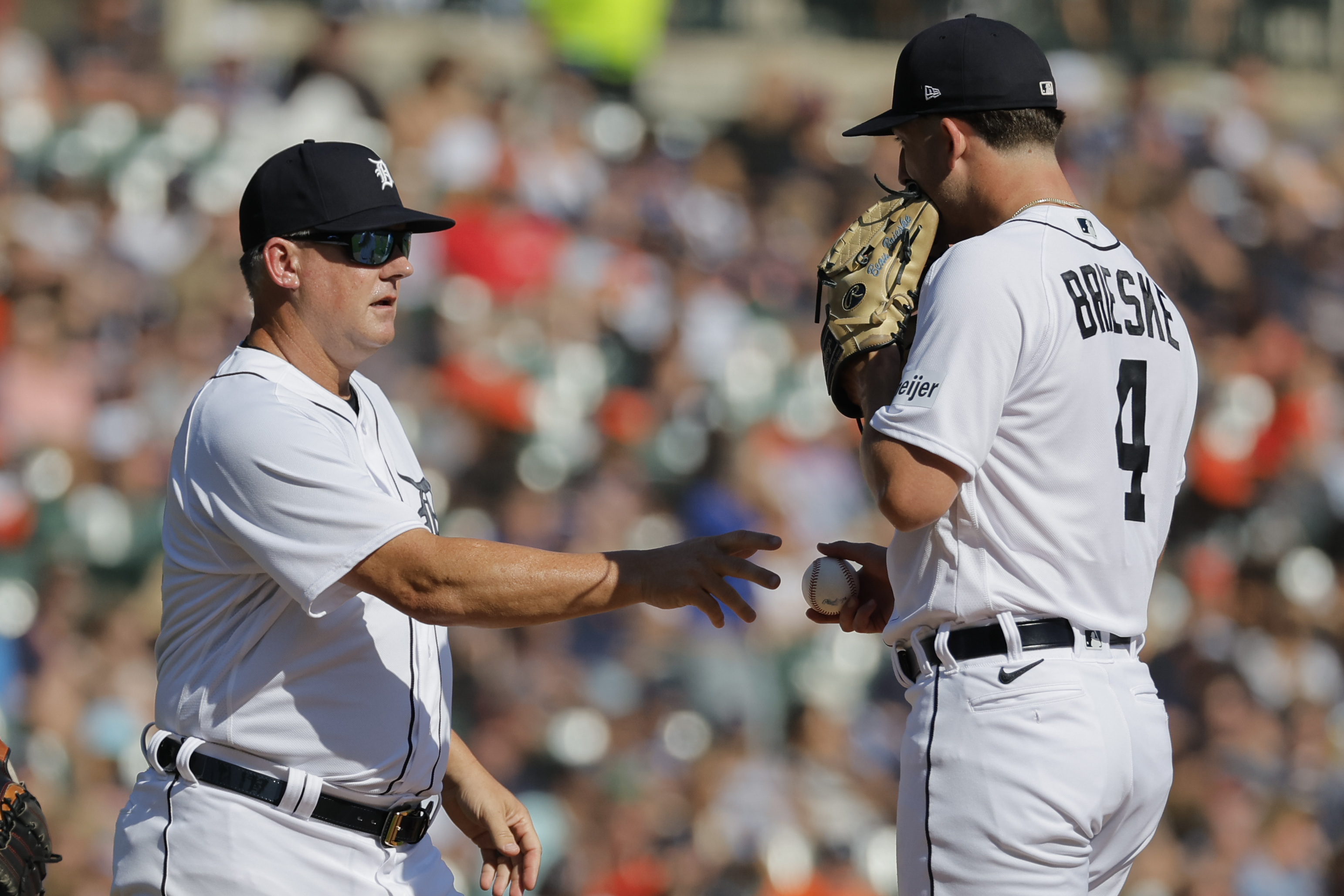 Detroit Tigers' Akil Baddoo hit below the belt vs. Guardians