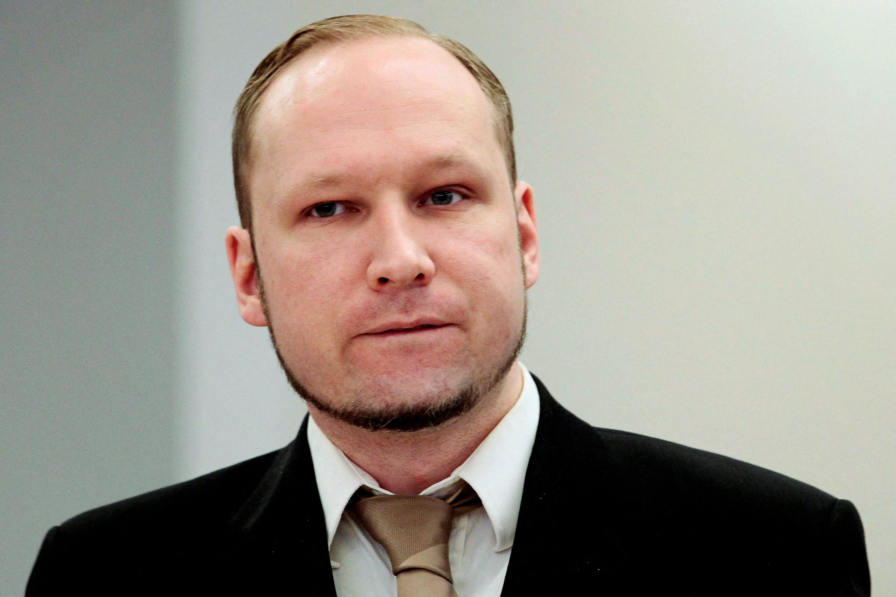 Norwegian mass killer Breivik attends the second day of his terrorism and murder trial in Oslo. Breivik on June 9, 2017 changed his name to Fjotolf Hansen.