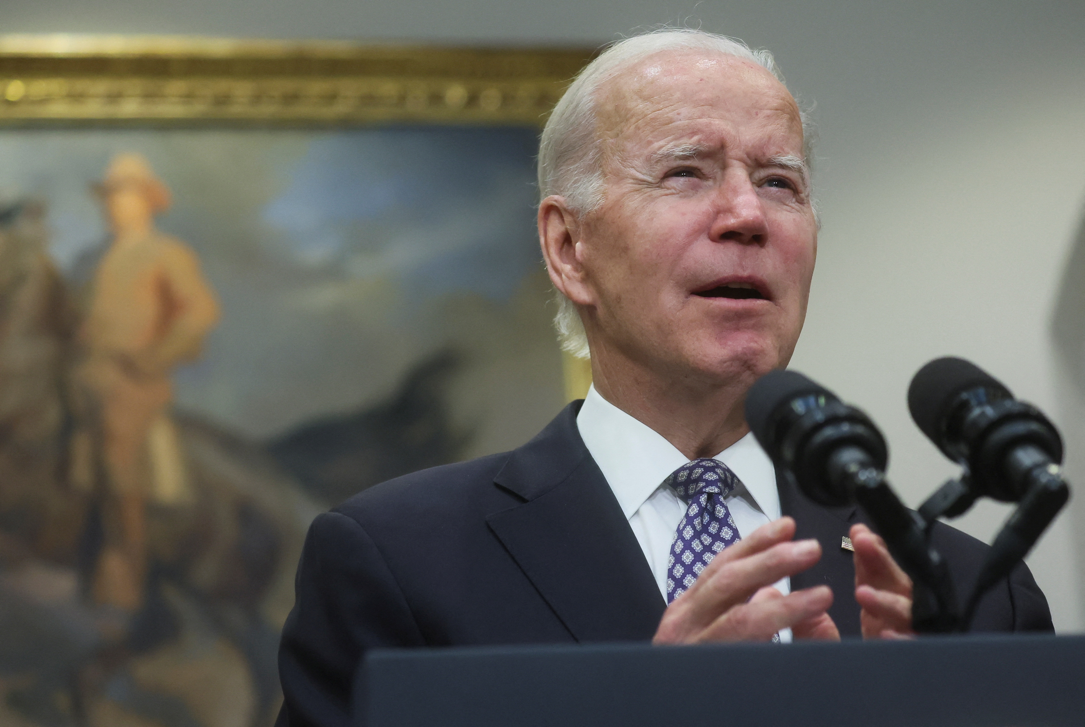 U.S. President Biden speaks about oil company profits at the White House in Washington