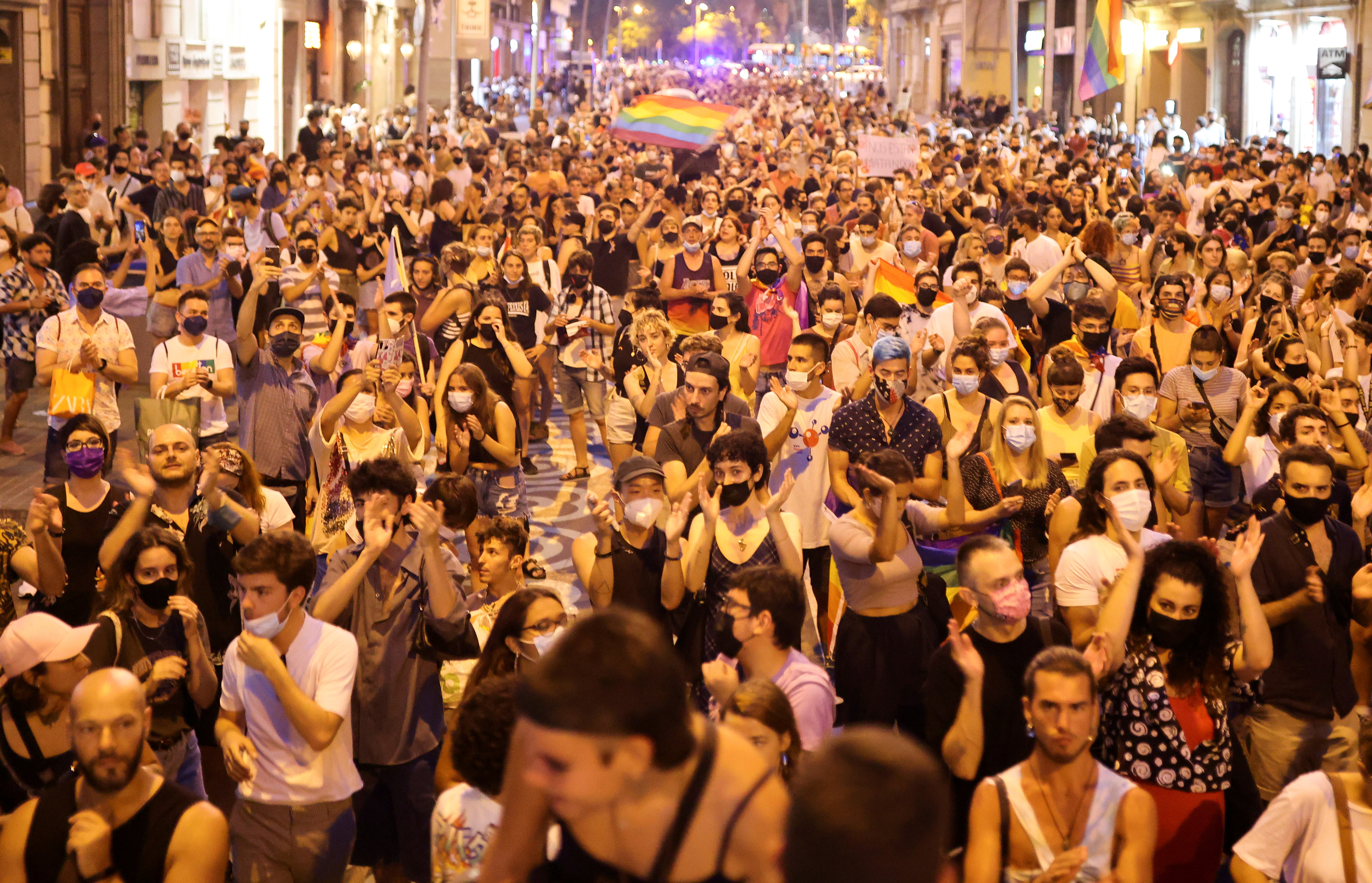 LGBT+ activists protest over the death of Samuel Luiz, in Barcelona