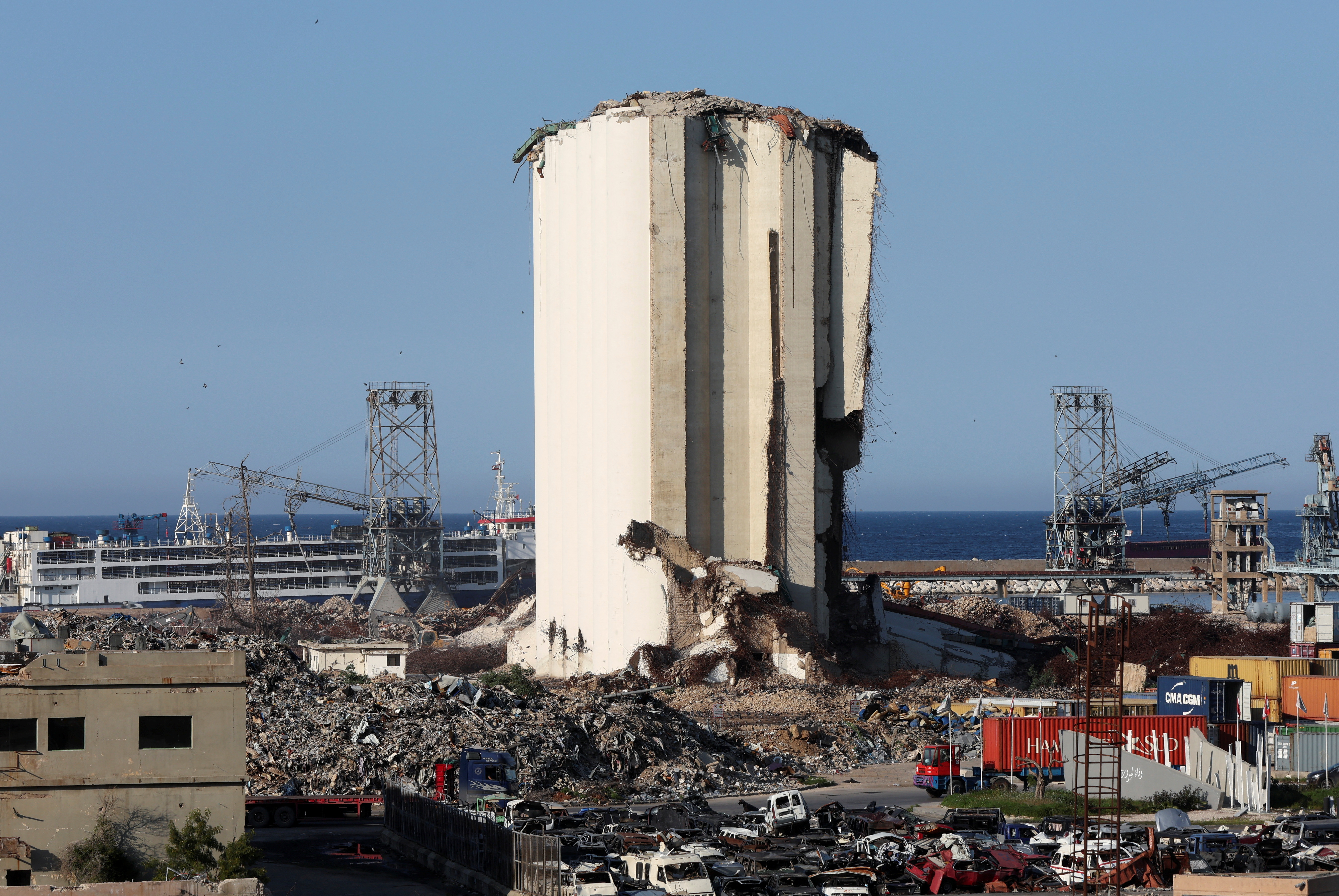 A general view shows the site of the 2020 port blast, in Beirut