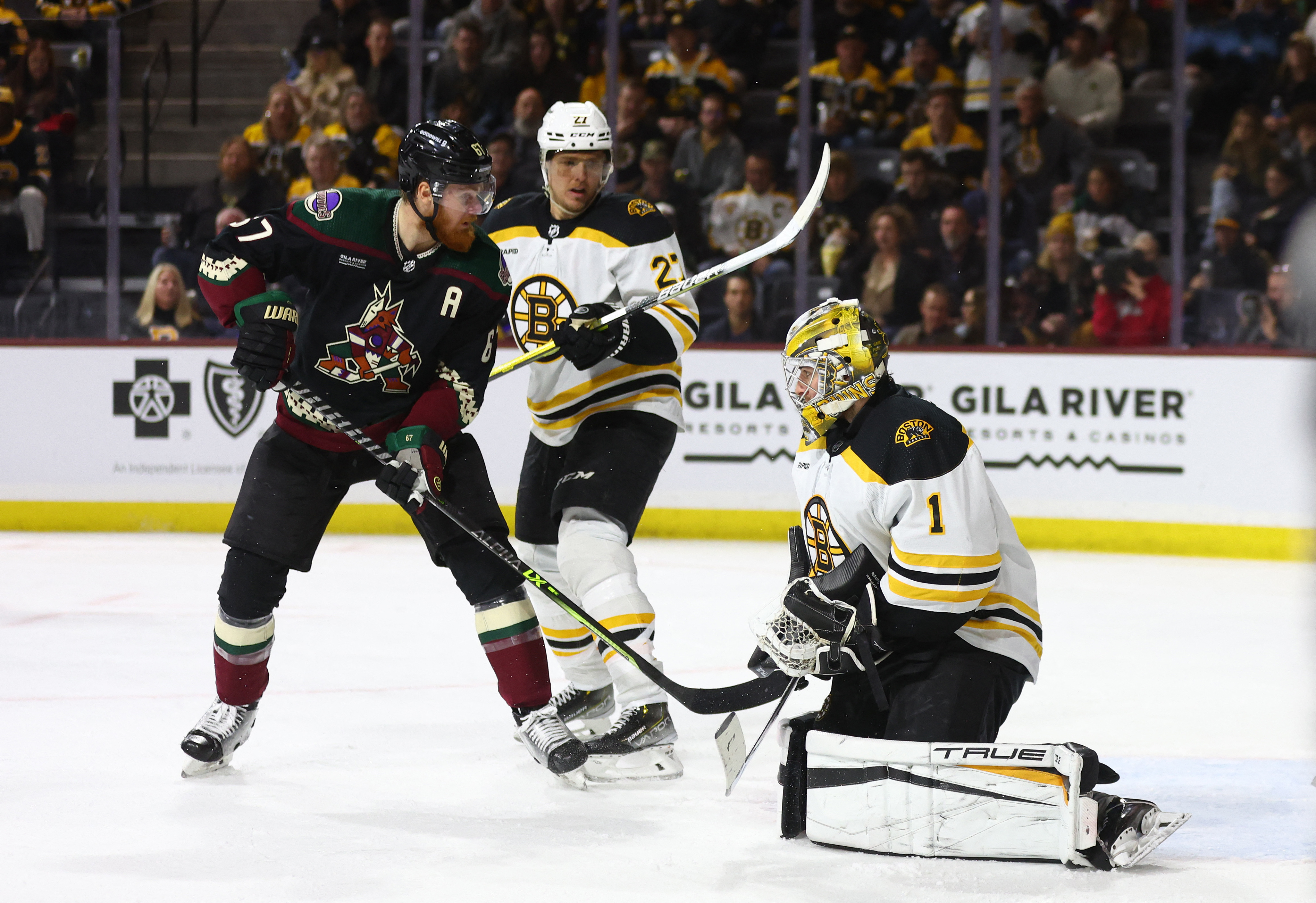 Arizona Coyotes beat NHL's best Boston Bruins in Mullett Arena return