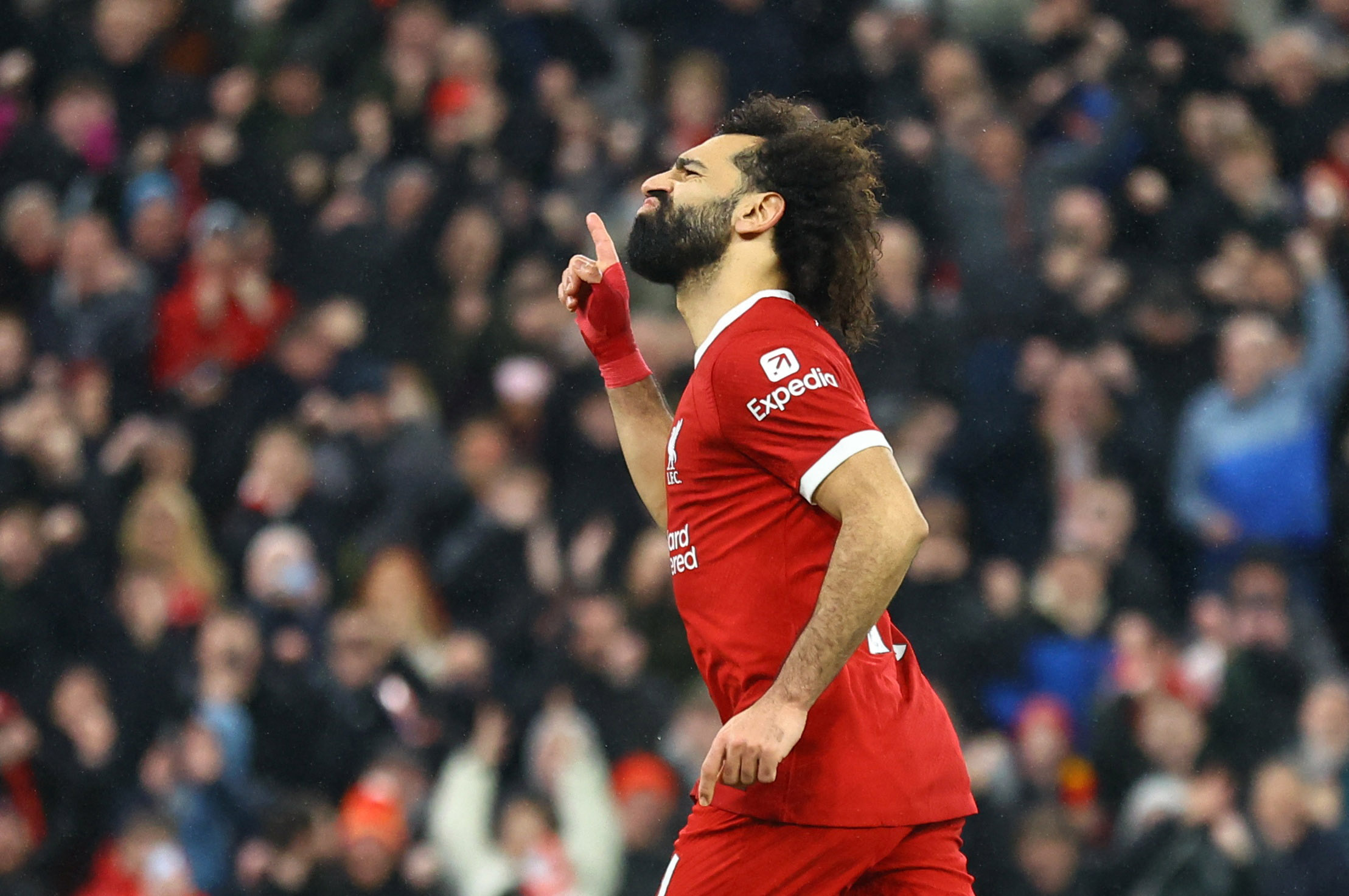 Mohamed Salah's celebration after scoring a brace for Liverpool against Newcastle in EPL GW 20 | EPL Results | Mania Africa