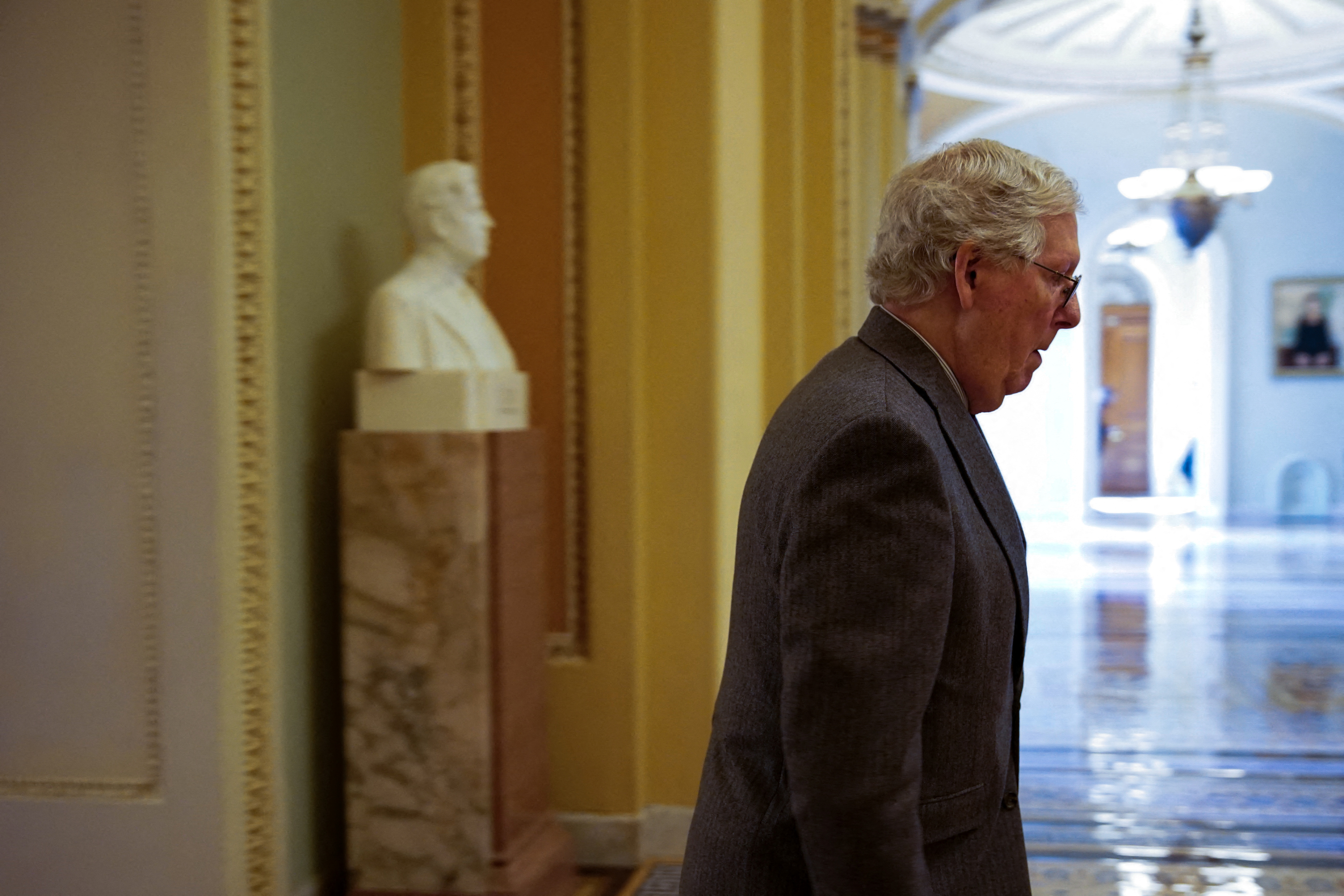 U.S. Senate Minority Leader Mitch McConnell (R-KY) walks to the Senate floor at the U.S. Capitol in Washington