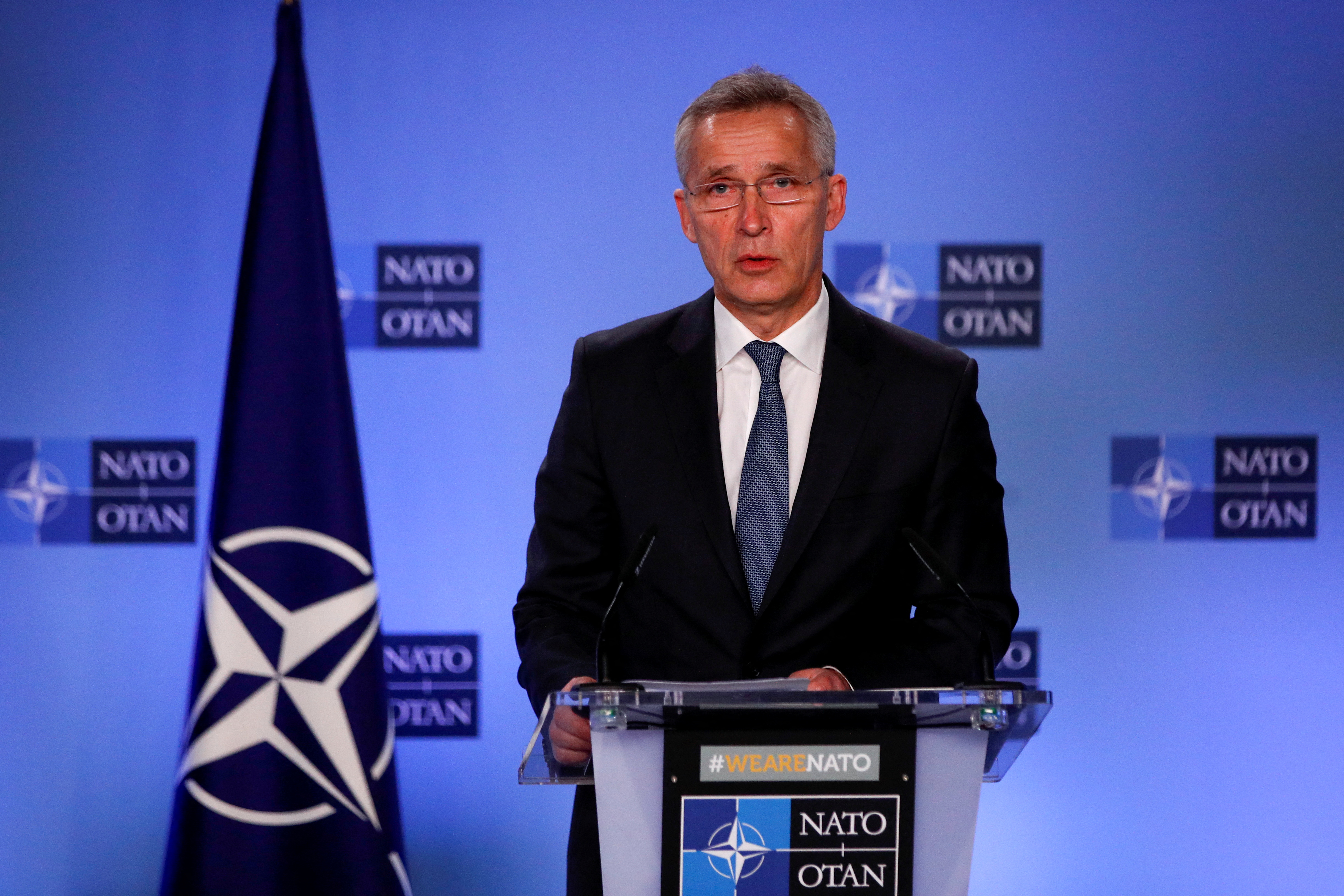 NATO Secretary General Stoltenberg and North Macedonian PM Kovacevski hold a joint news conference in Brussels