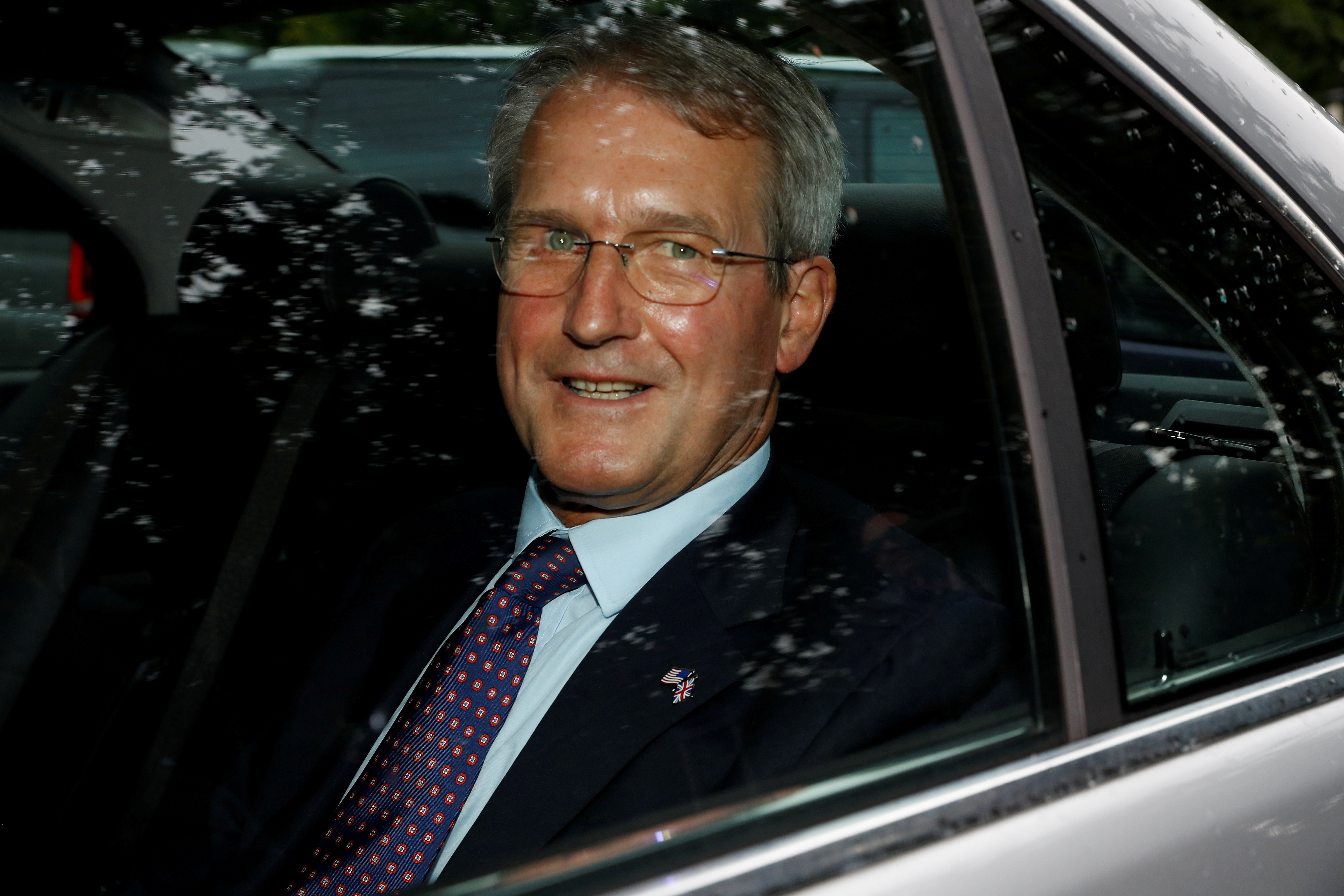 Owen Paterson leaves Winfield House during U.S. President Donald Trump's state visit in London, Britain, June 4, 2019. REUTERS/Peter Nicholls/File Photo