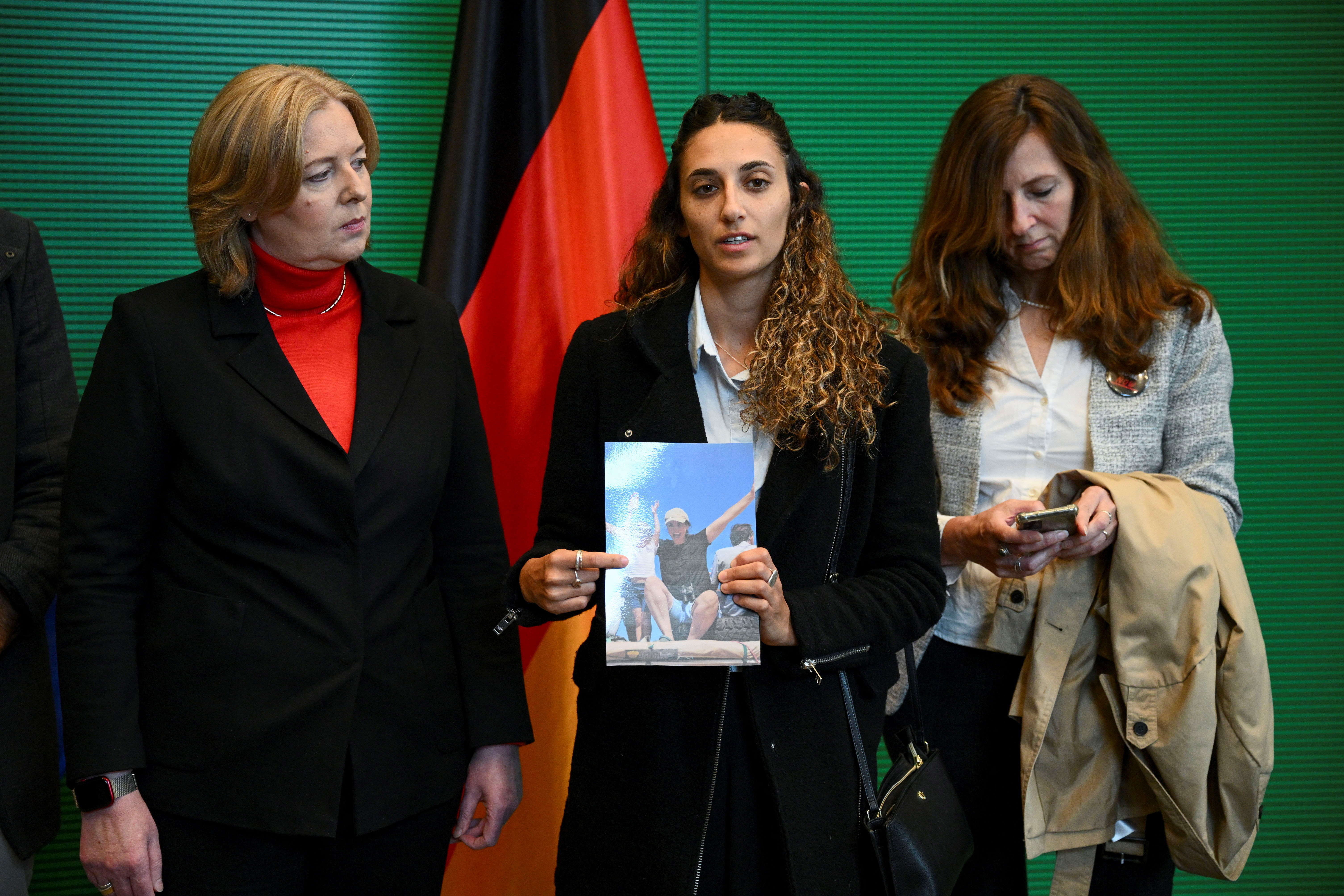 President of the German Bundestag Baerbel Bas receives family members of Germans kidnapped by Hamas militants, in Berlin