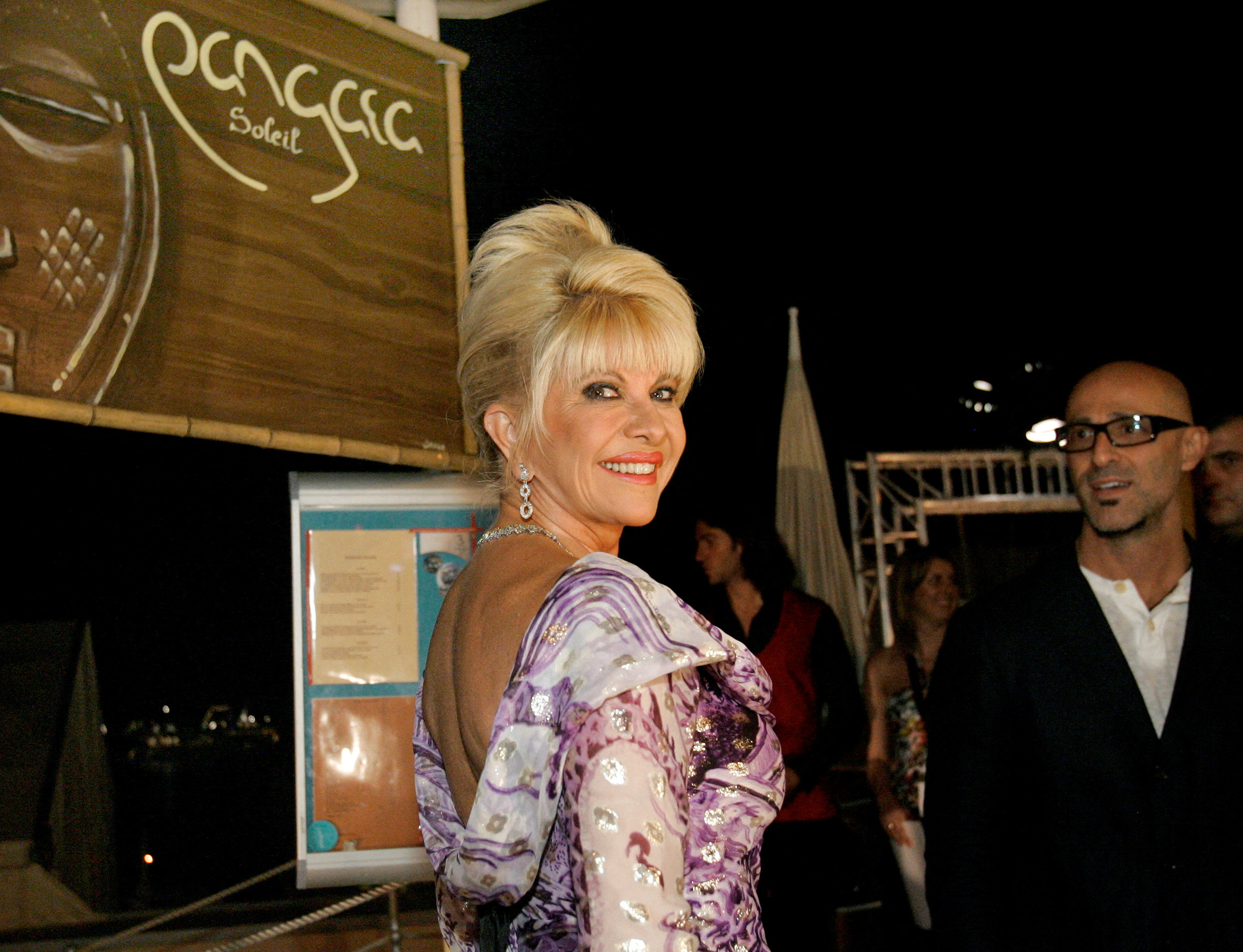 Ivana Trump arrives at her belated birthday party at the Pangaea Soleil club in Cannes