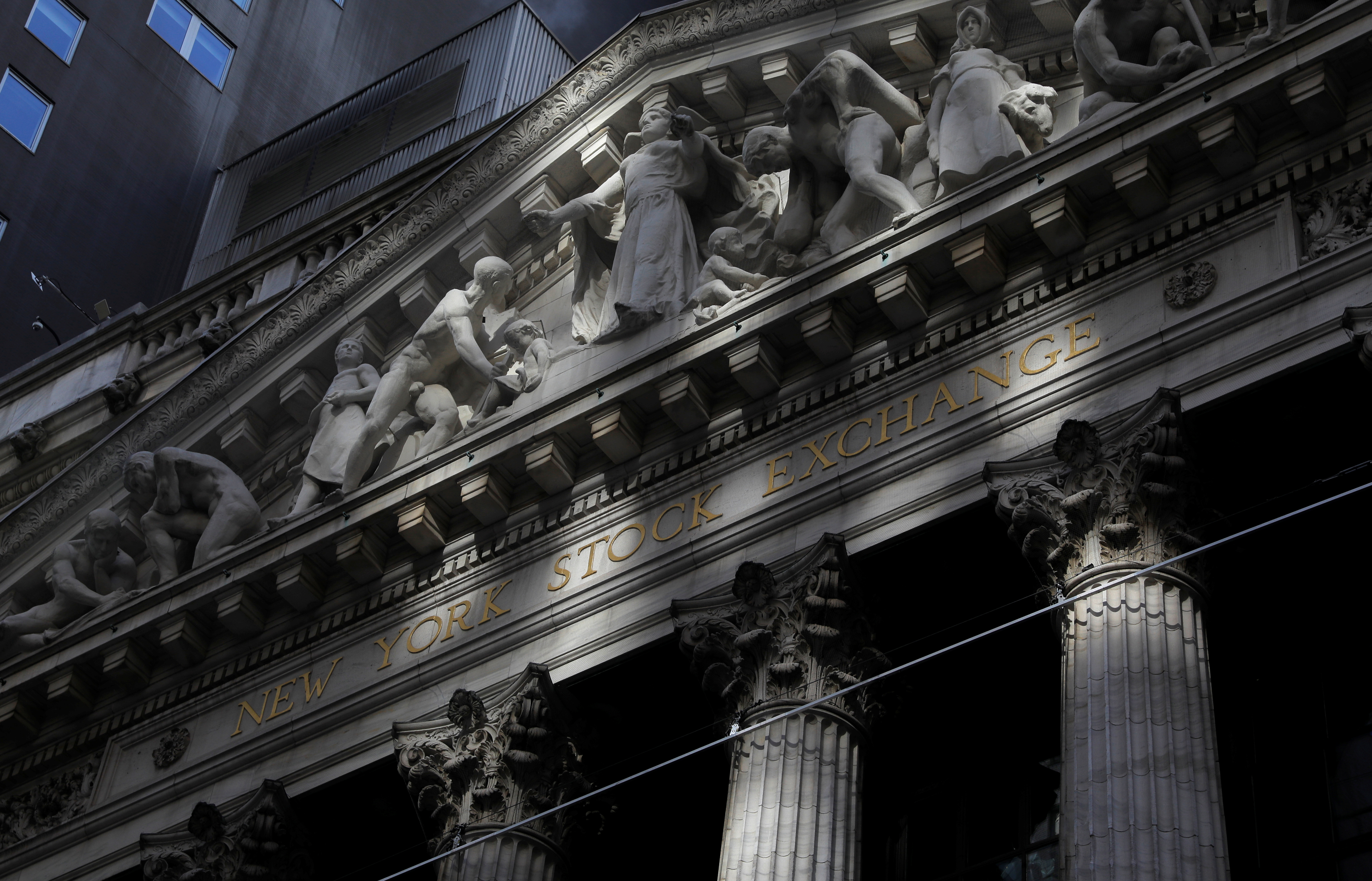 New York Stock Exchange (NYSE) building after the start of Thursday's trading session in New York