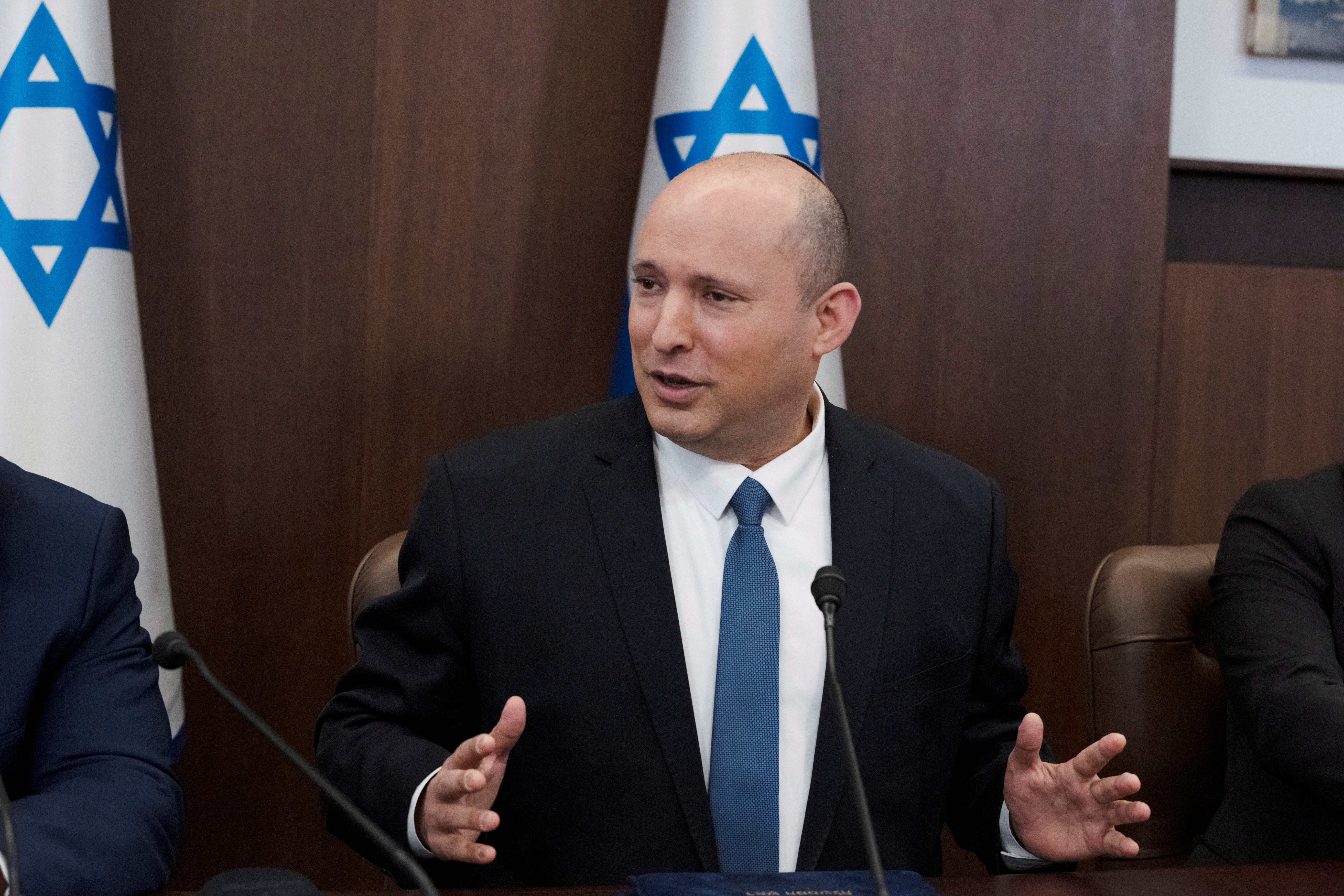 Israeli Prime Minister Naftali Bennett holds the weekly cabinet meeting, in Jerusalem