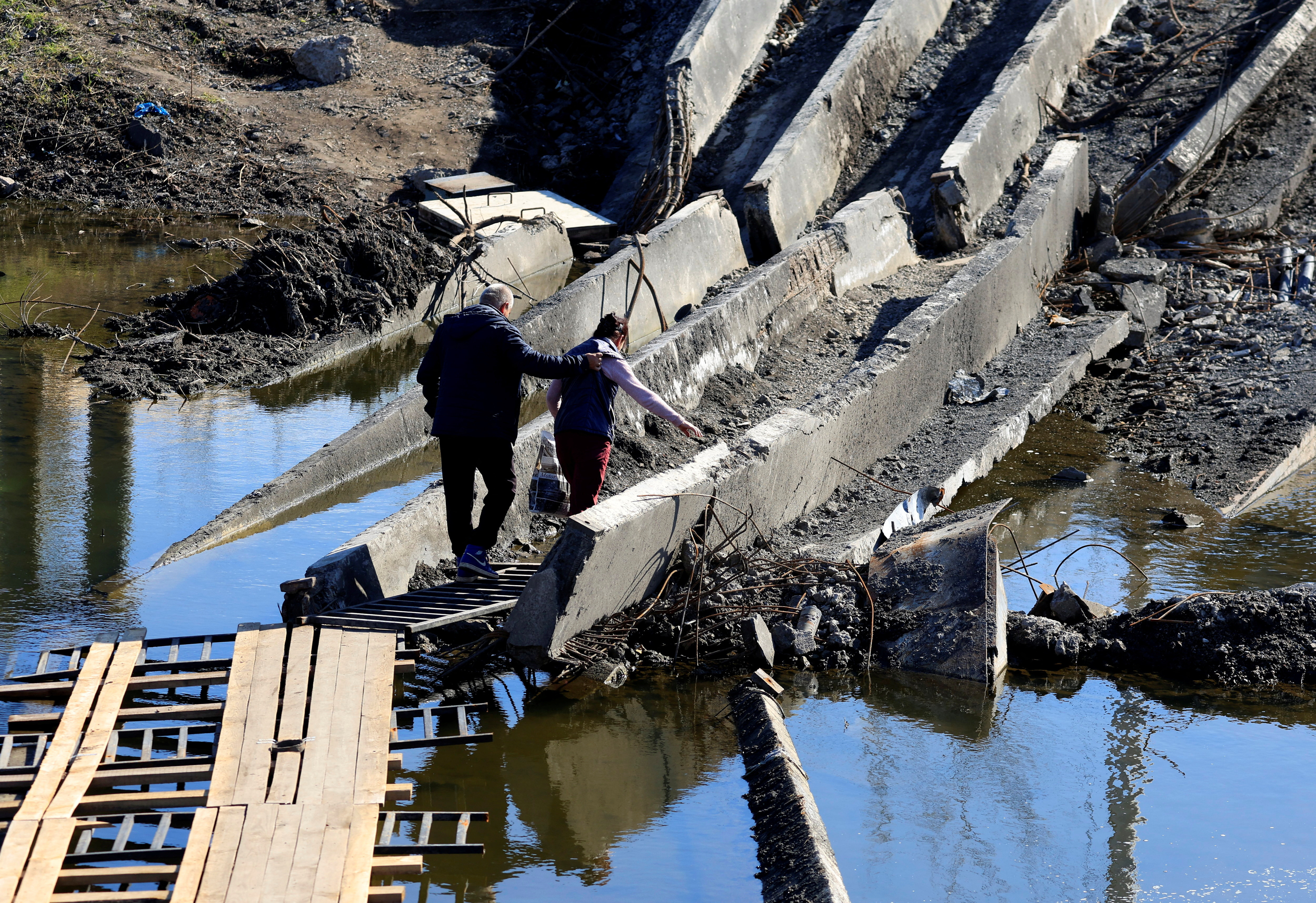 Destroyed bridge in Bakhmut