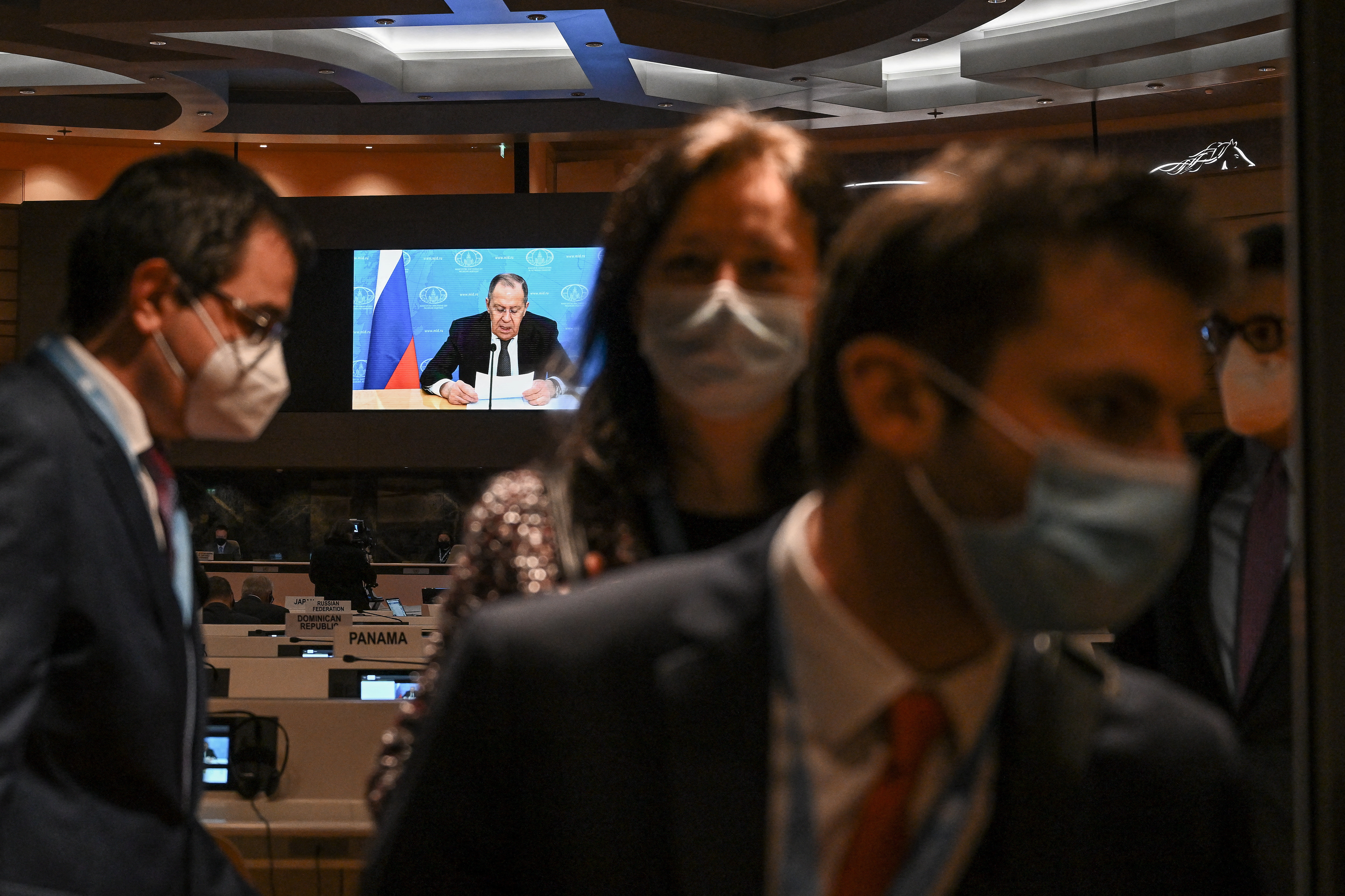 Ambassadors and diplomats walkout in protest against Russia's invasion of Ukraine, in Geneva