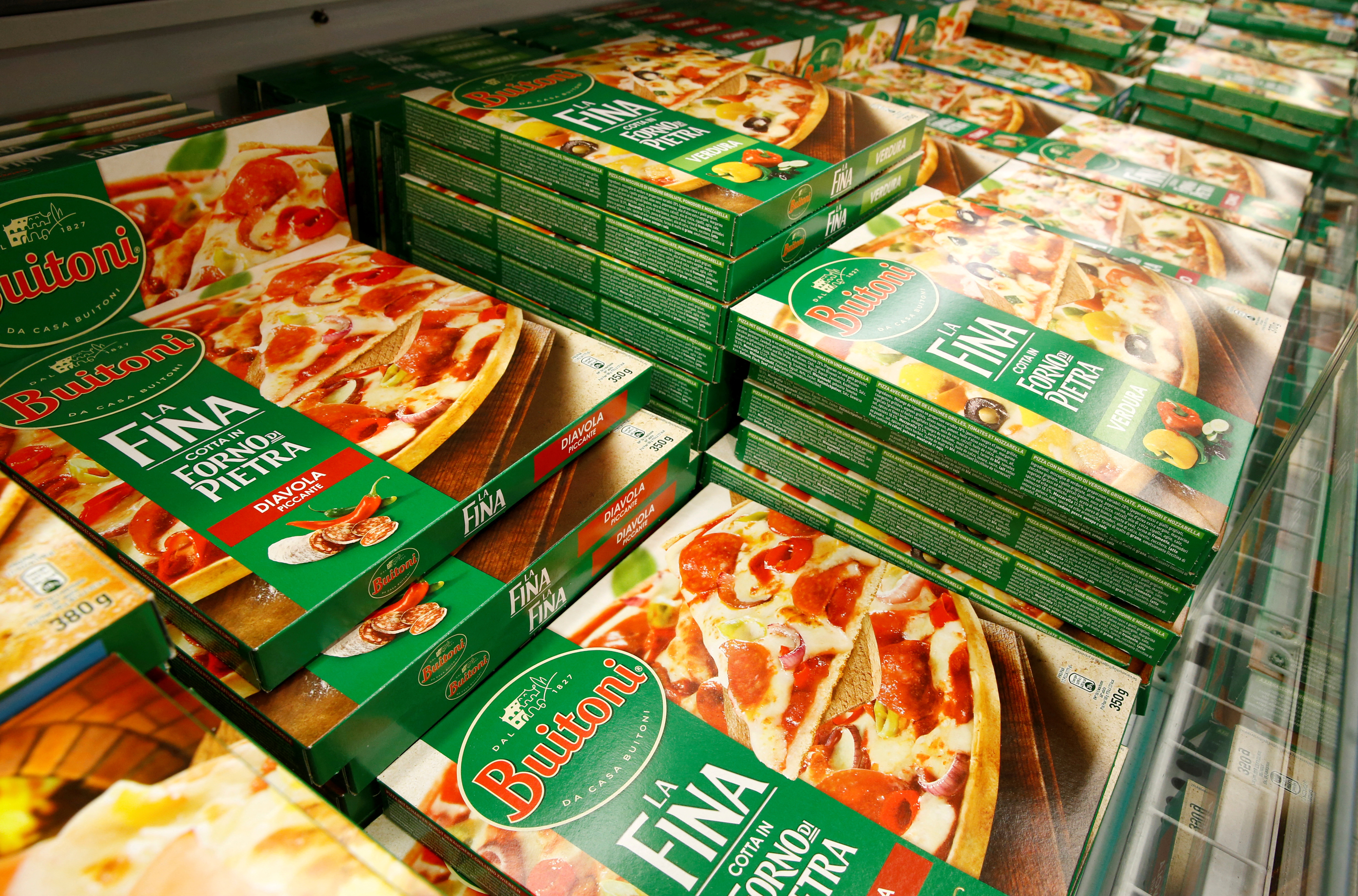 Buitoni frozen pizzas are pictured in a shop at the company headquarters in Vevey