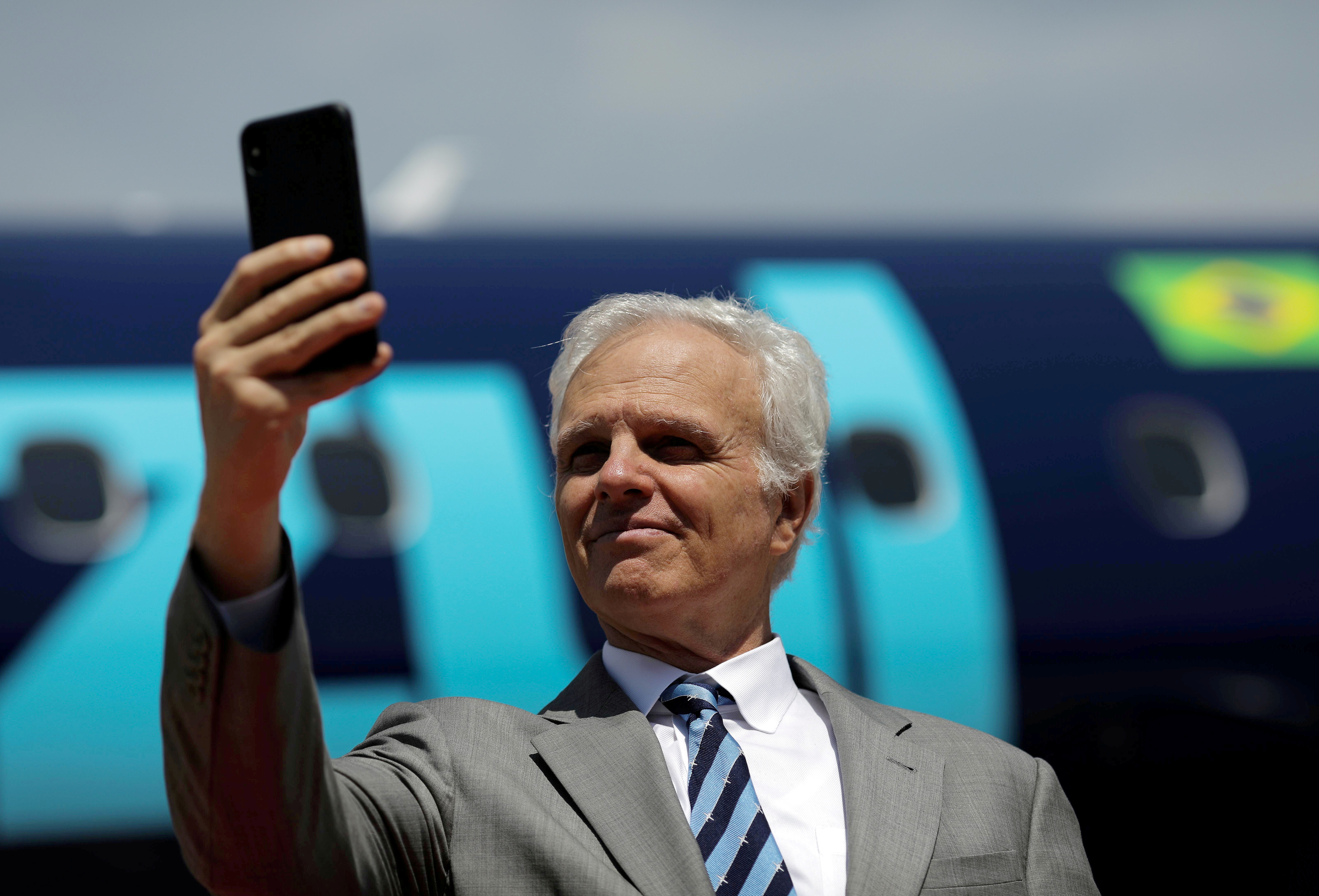 Neeleman, founder of Azul SA, attends an event to mark the service launch of its new E2-195 planes with Brazil's No. 3 airline Azul SA in Sao Jose dos Campos