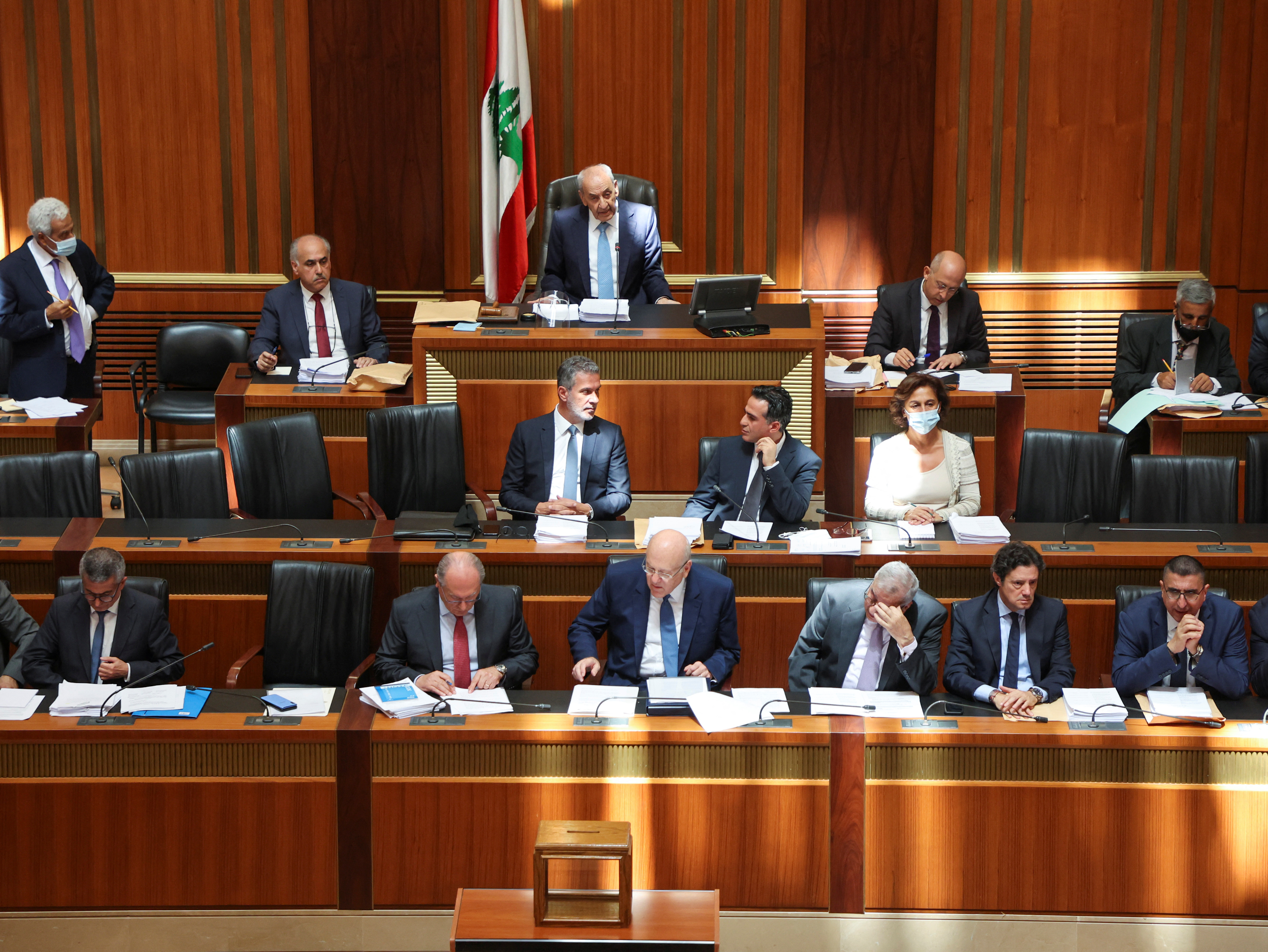 Lebanese Parliament Speaker Nabih Berri holds a legislative session in Beirut