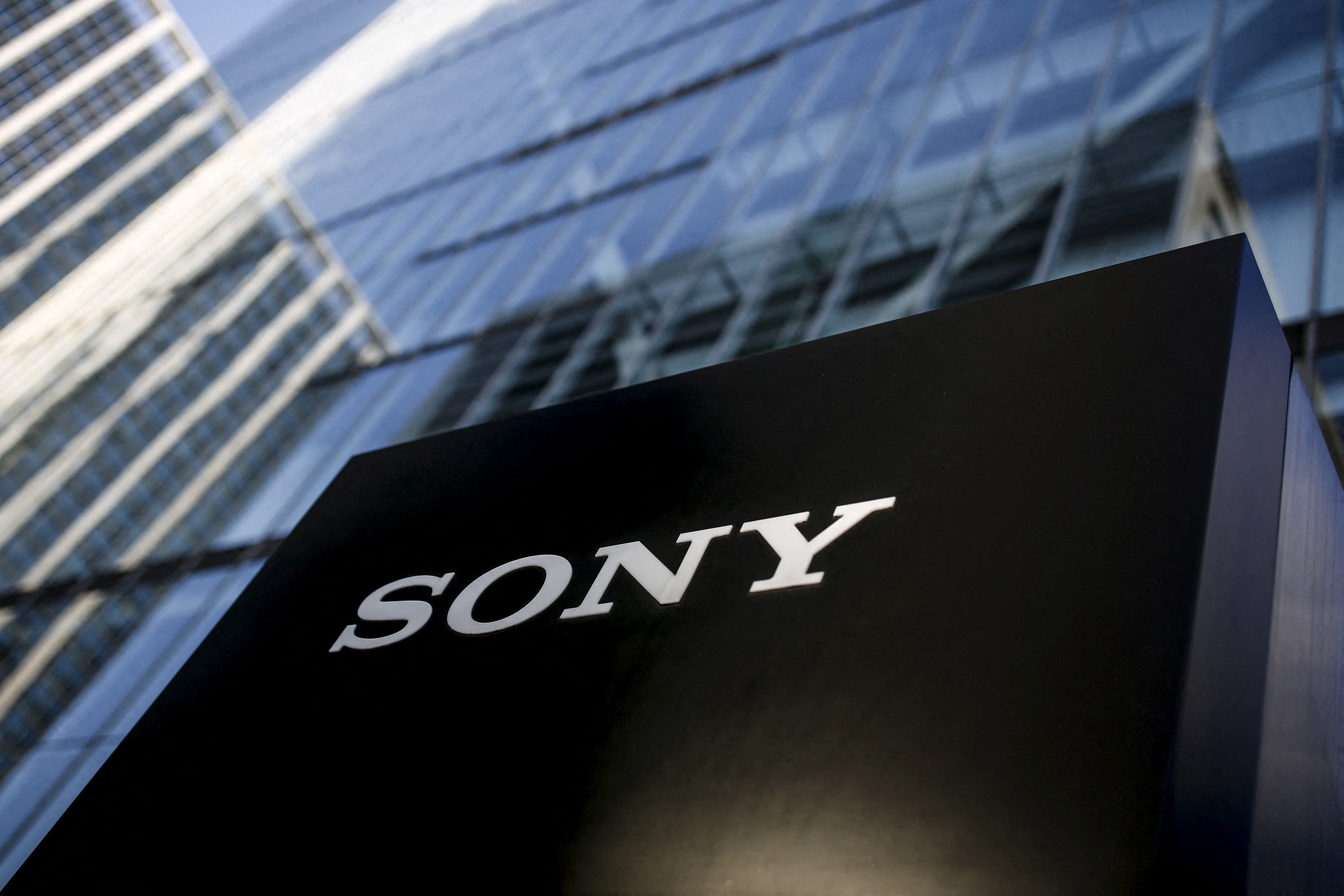 The company logo of Sony Corporation is seen at its headquarters in Tokyo
