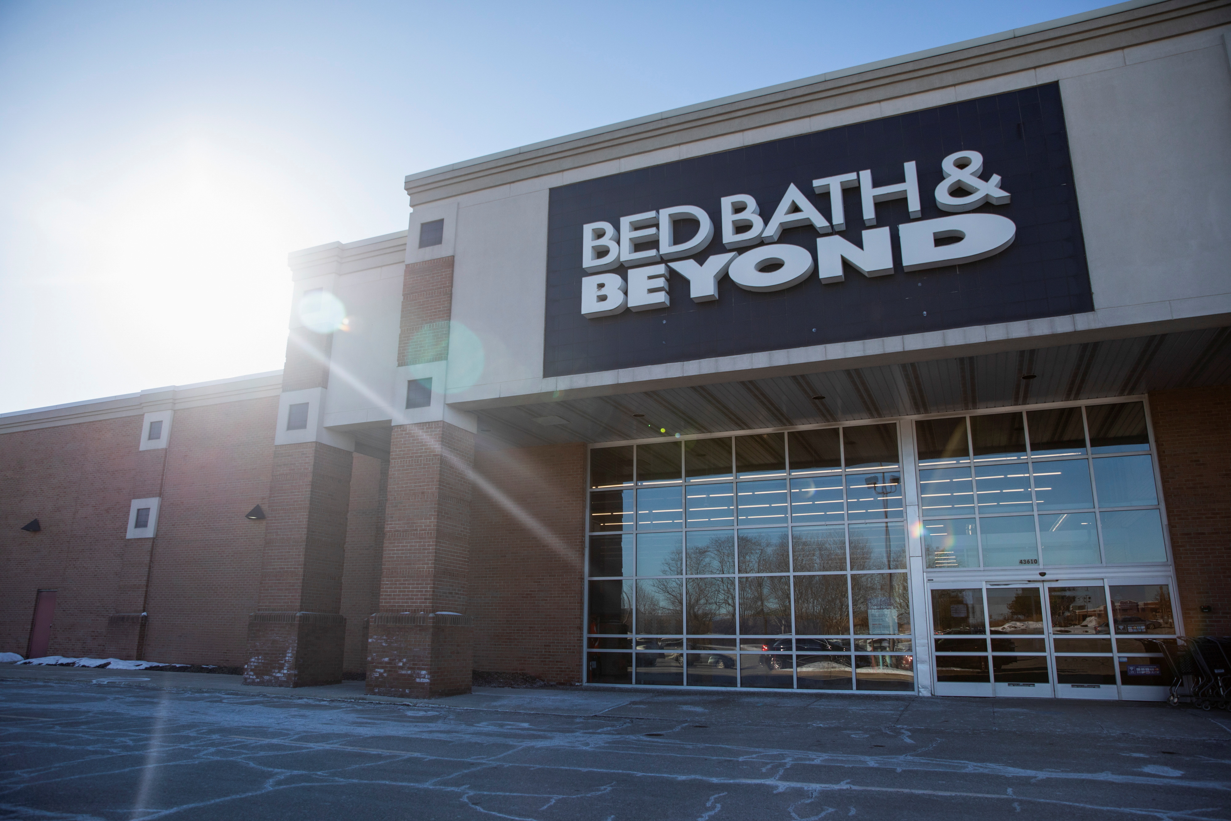 An exterior view shows a Bed Bath & Beyond store in Novi, Michigan