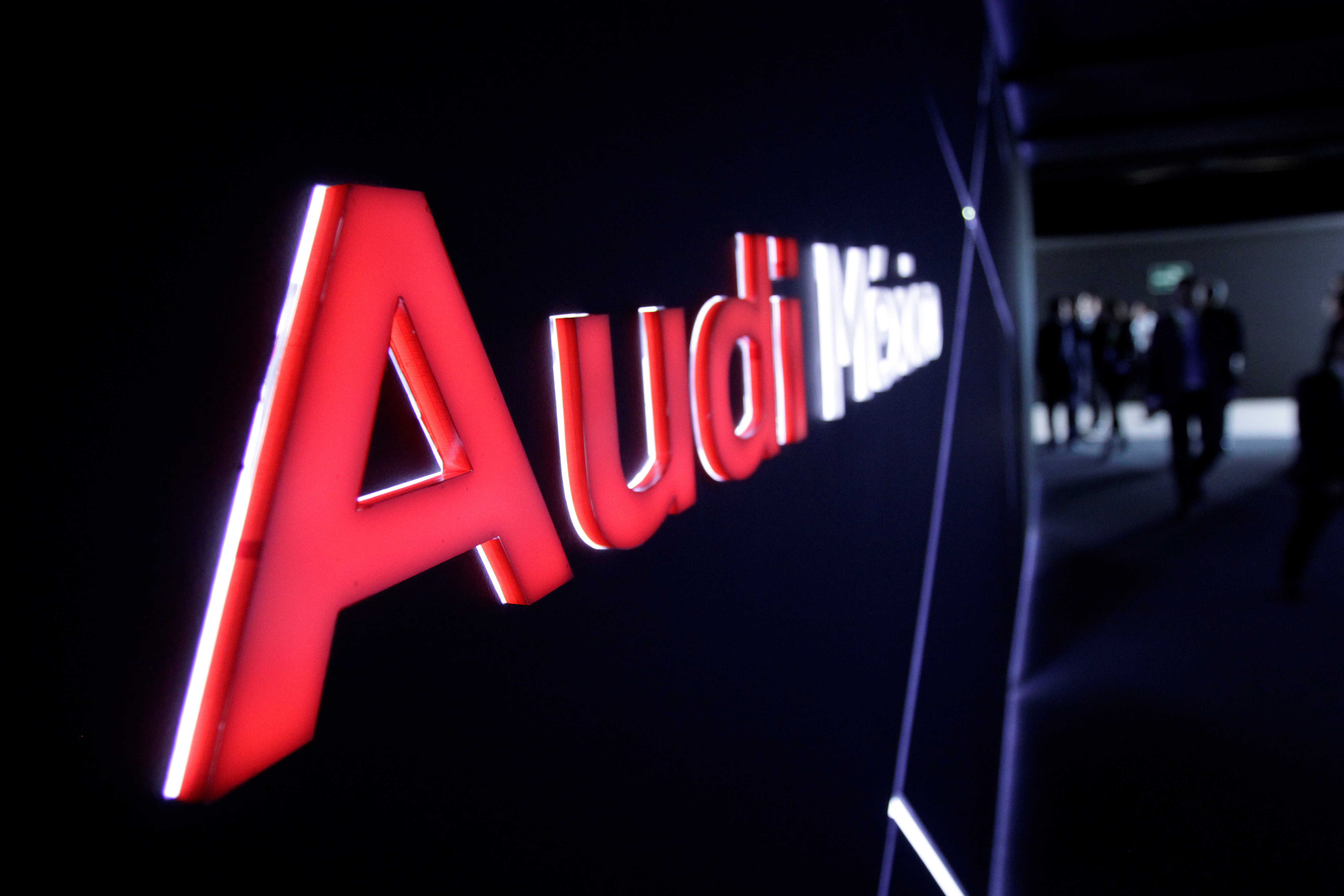 Logo of Audi is seen during the opening of a new plant in San Jose Chiapa