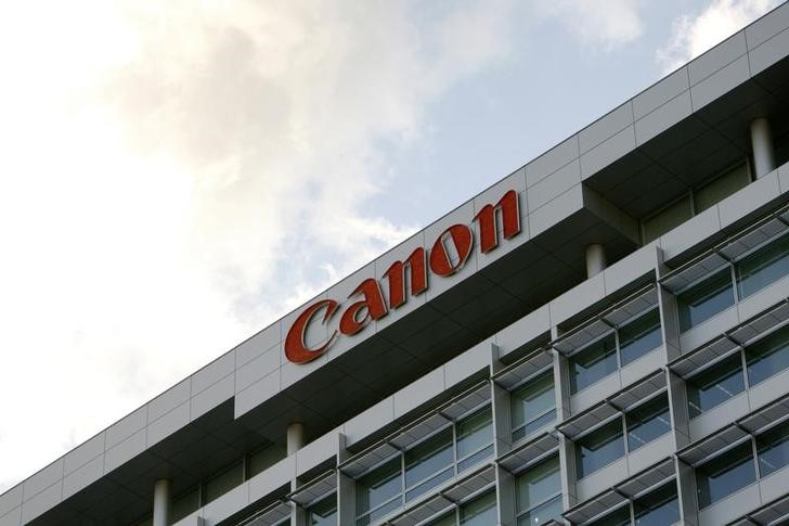 The Canon Inc. logo is seen at the company's headquarters in Tokyo