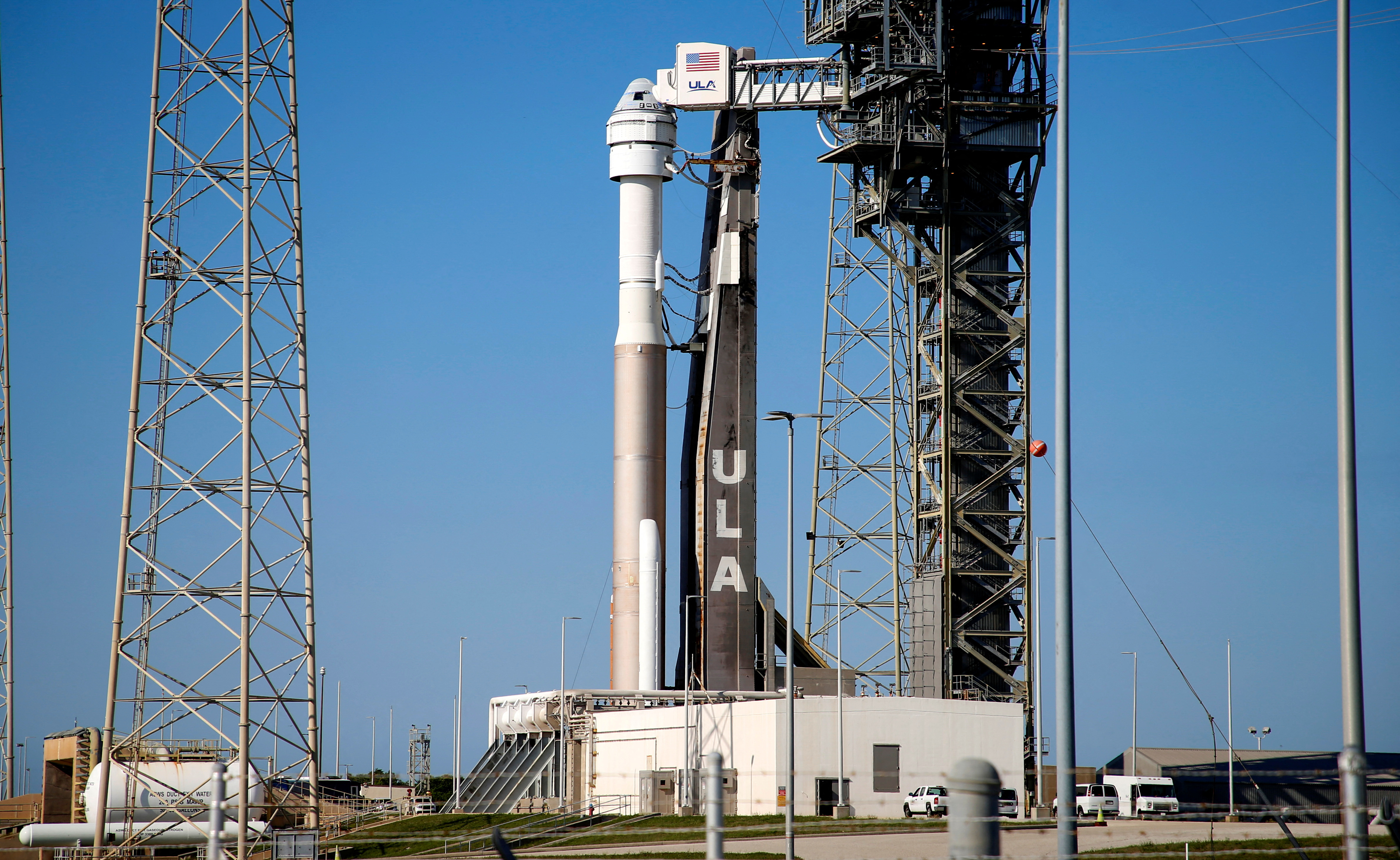 A United Launch Alliance Atlas V rocket is prepared for another launch attempt of two astronauts aboard Boeing's Starliner-1 Crew Flight Test (CFT) on a mission to the International Space Station, in Cape Canaveral