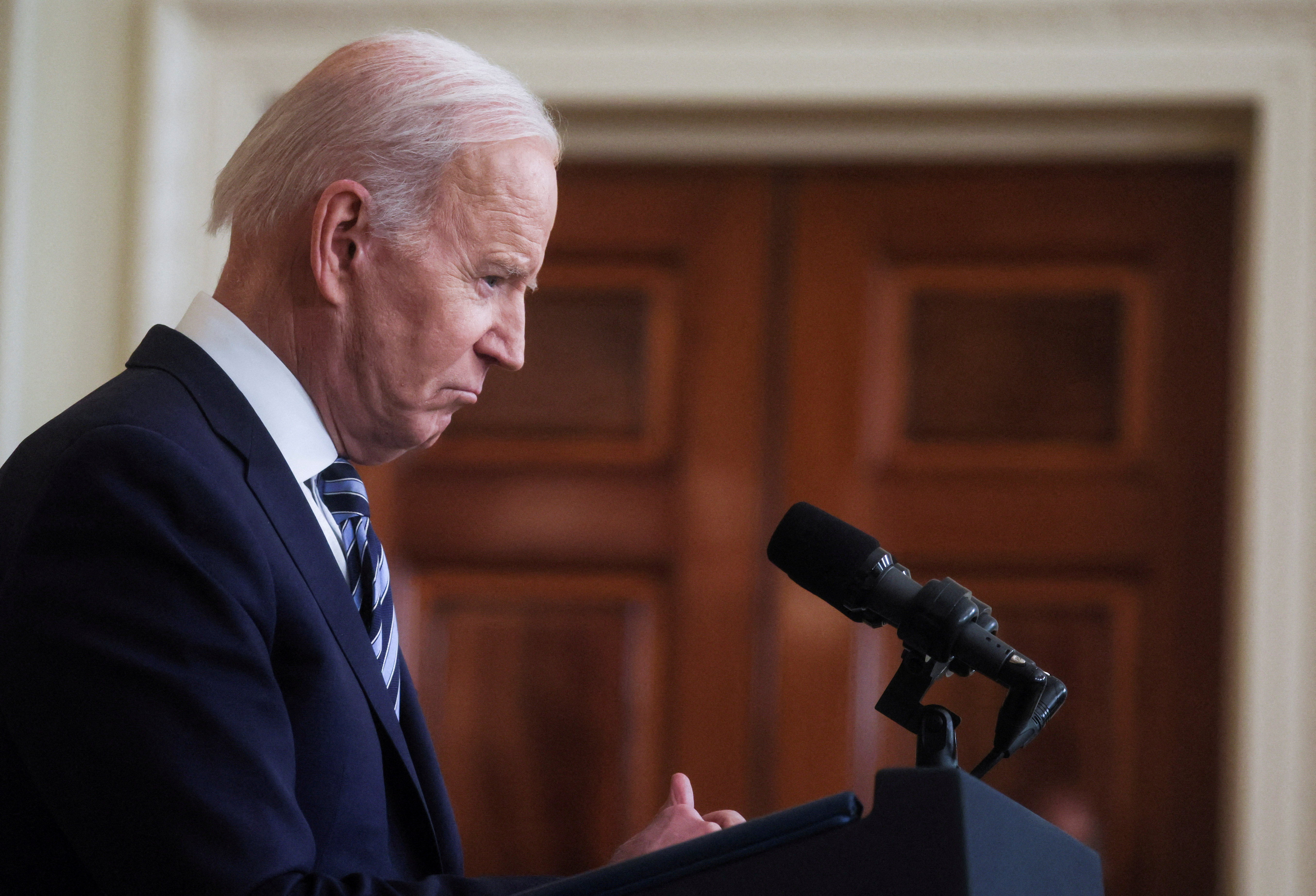 US President Joe Biden talks about Russia's attack on Ukraine in Washington