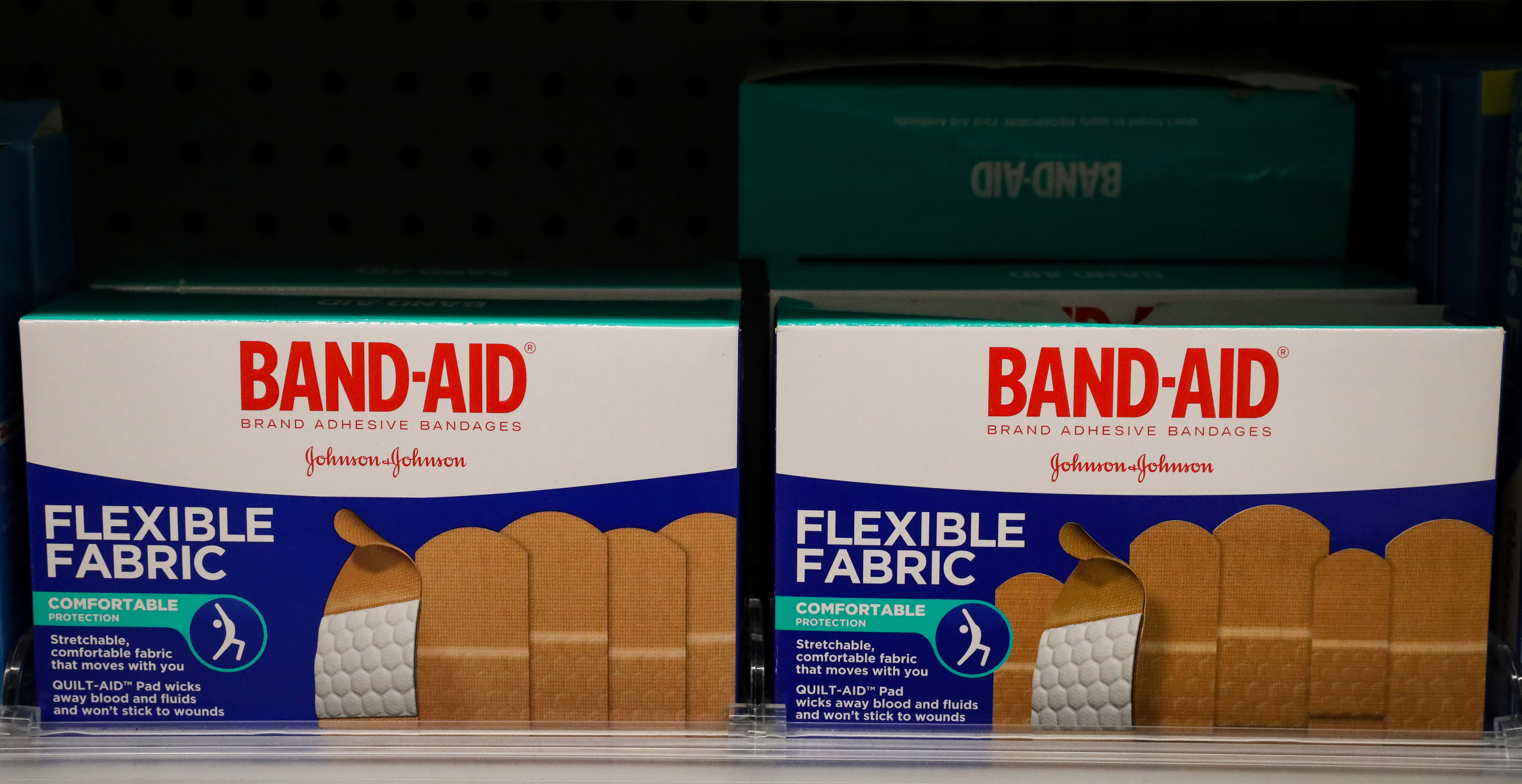 Band-Aid brand bandages, by Johnson & Johnson, are displayed in a store in New York