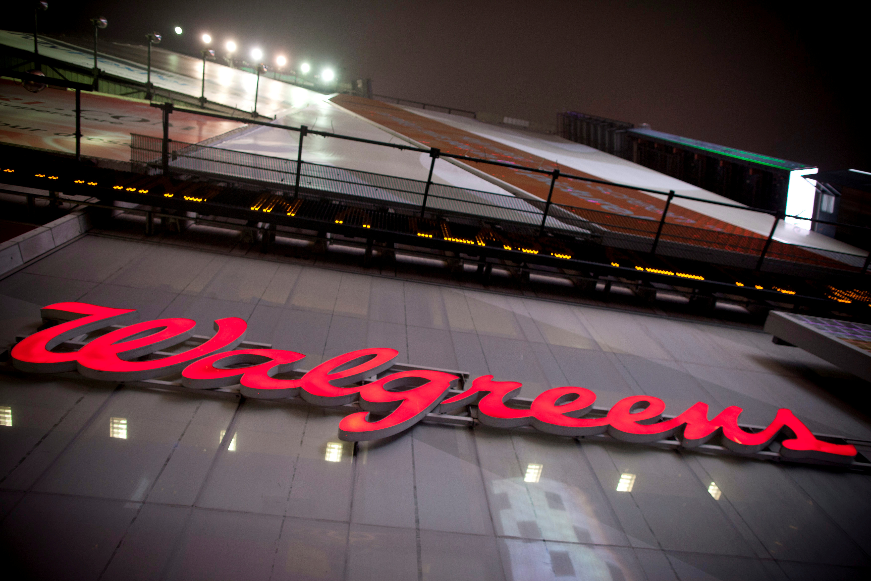 The logo of Walgreens is seen at their Times Square store in New York