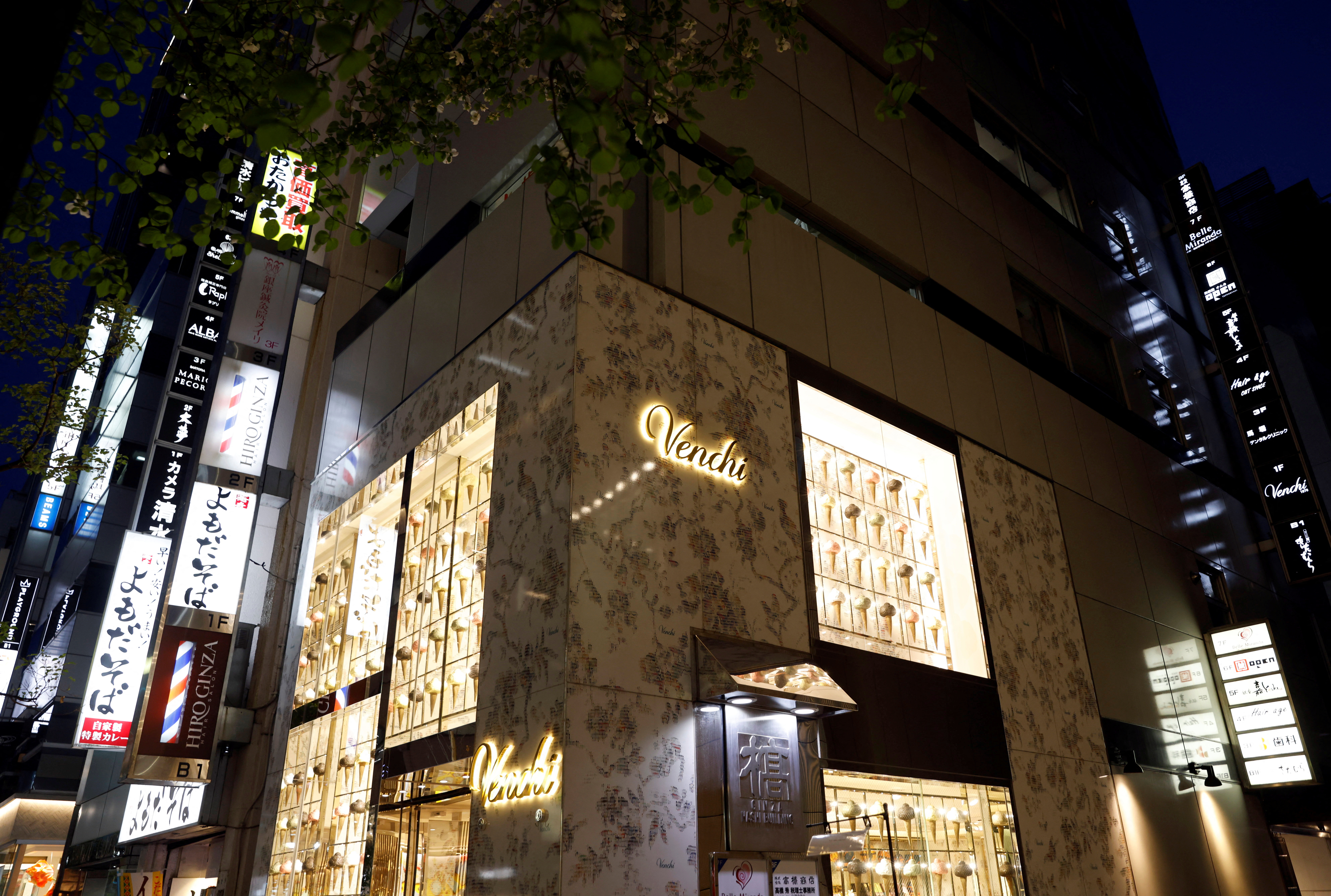 Venchi Ginza, a chocolate and ice cream shop operated by Italian chocolate shop Venchi, is seen in Tokyo