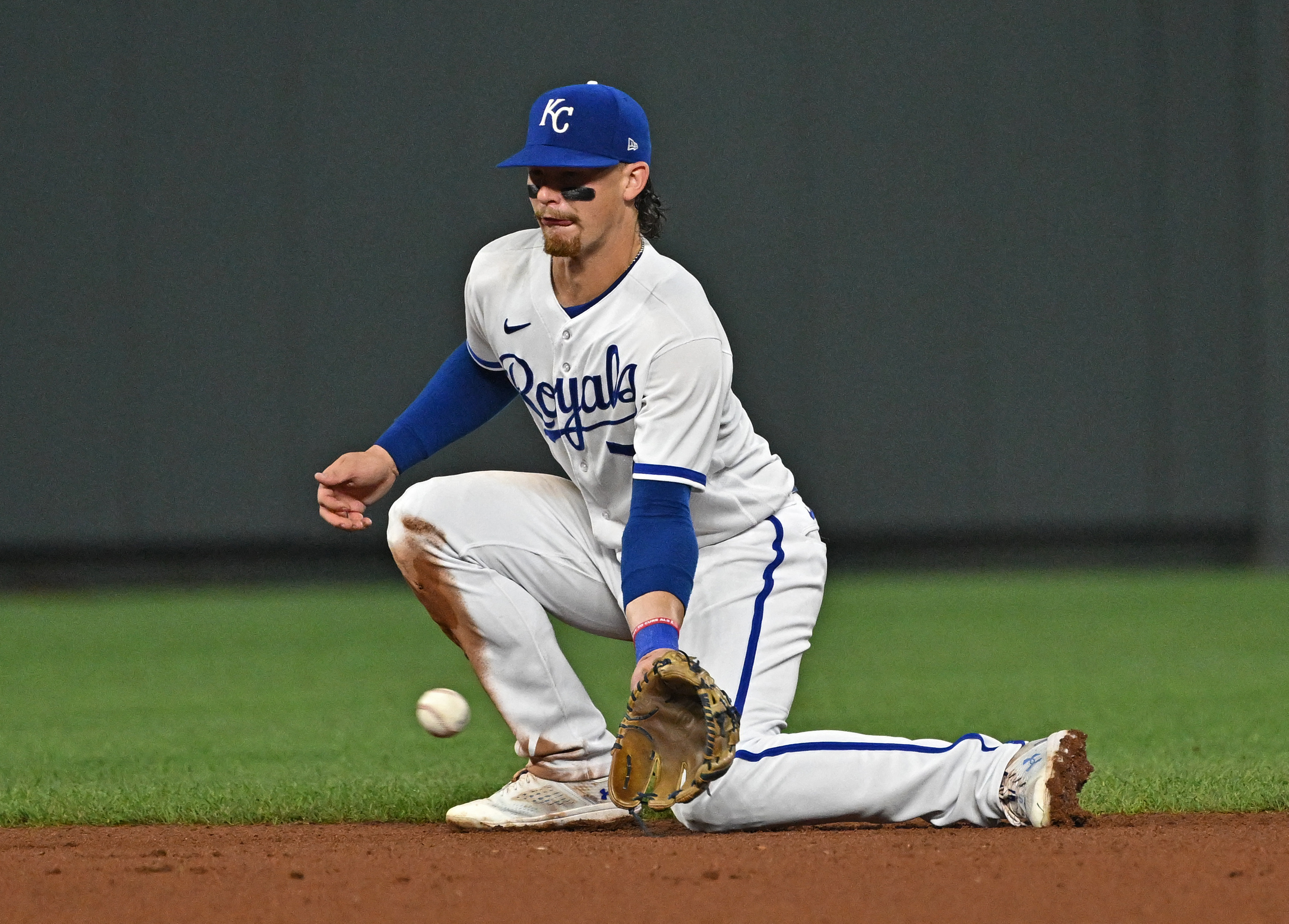 Men's White/Royal Kansas City Royals Show The Leather Raglan V