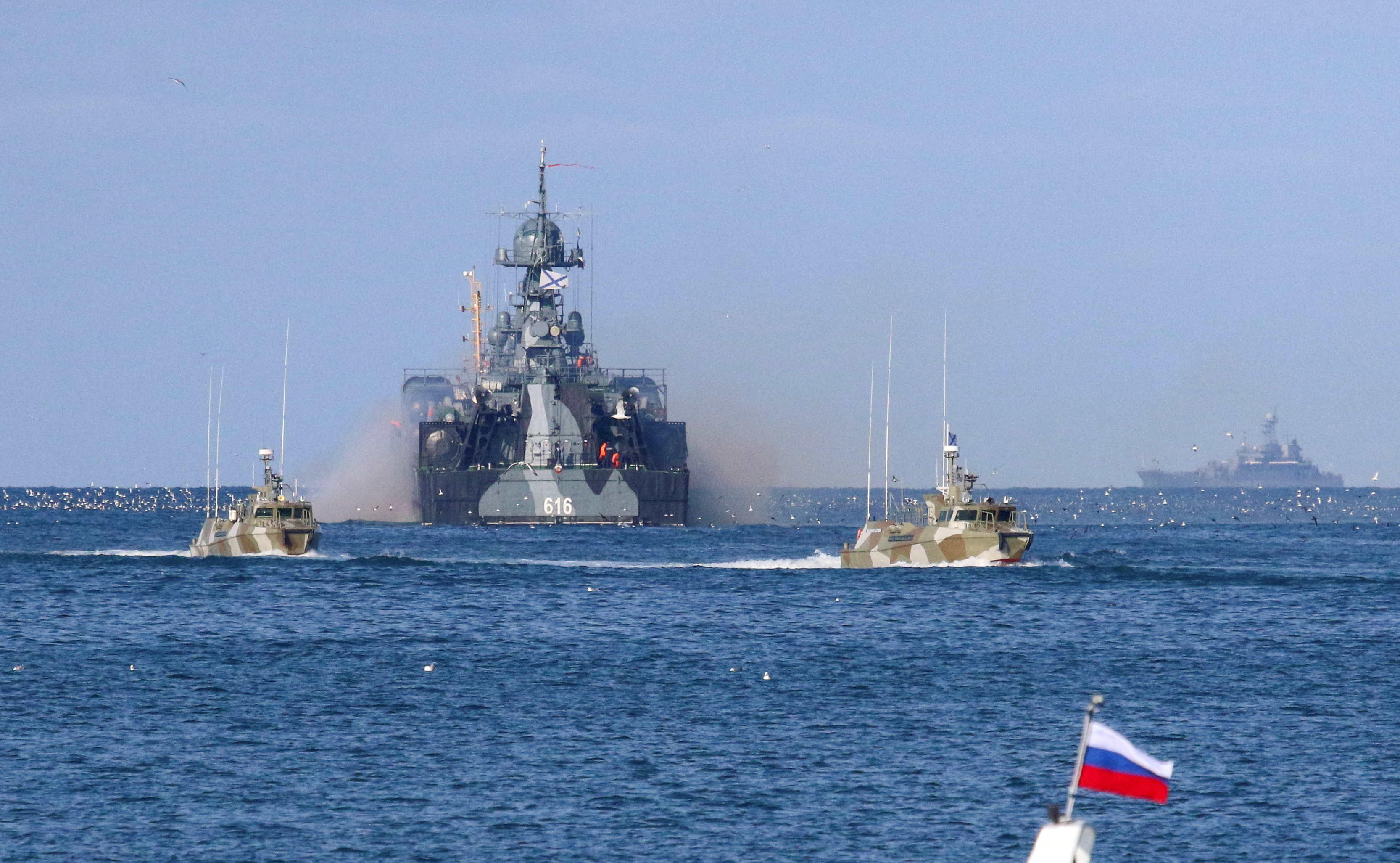 A view shows the Russian Navy's vessels near Sevastopol